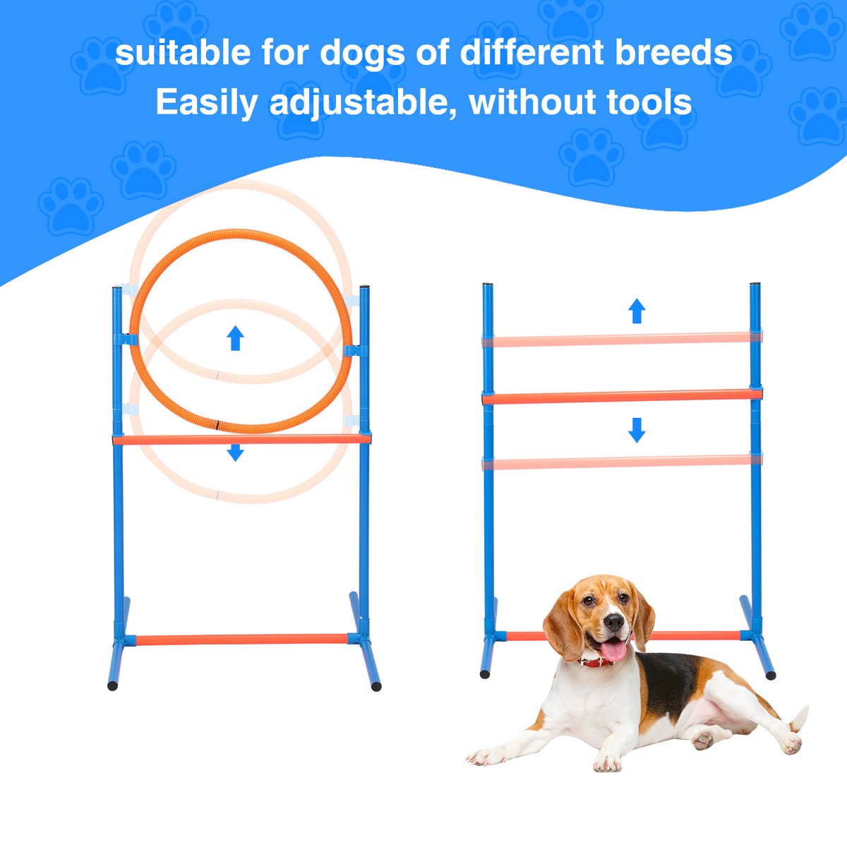 Dog Agility Set - Agility Equipment 16 pieces - Dog Tunnel - Slalom Poles - Hurdle - Jump Ring - Carry Bag
