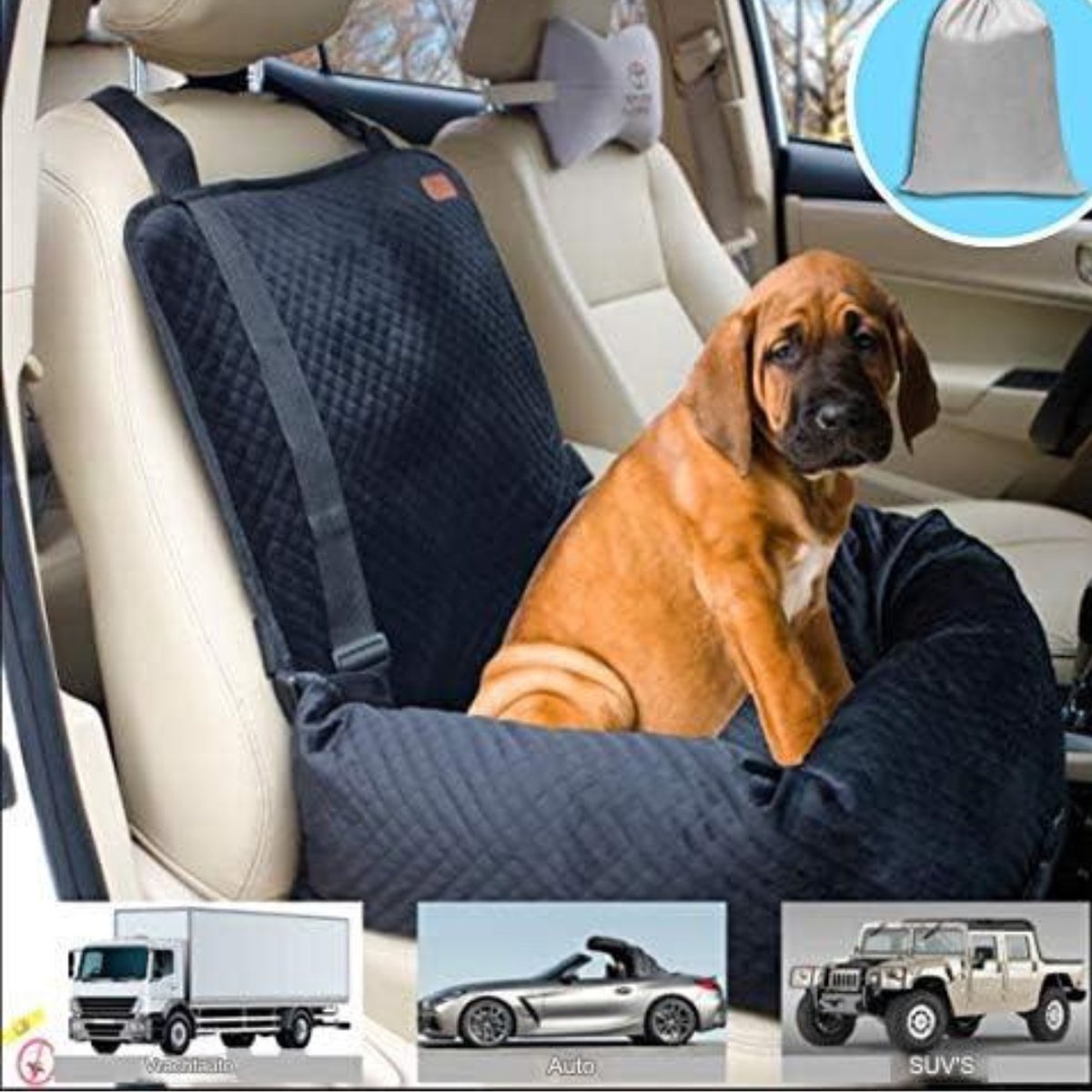 Car Dog Bed Rear Seat - Car Basket Dog - With Anti-slip Bottom and Washable Cover