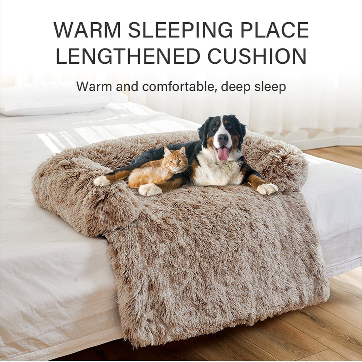 Soft Plush Dog Mat Sofa, Calming Dog Bed, Ultra Soft Fur Pet Beds, Soft Washable Pad Blanket Cushion Furniture Cover, Protector, Pet Bed for Dogs and Cats, 102x90 cm