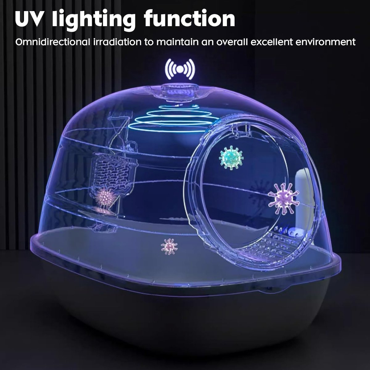 Electric Cat Litter Box - UV Light - Sterilization and Deodorization Function - Large Tray - Dark Grey - Automatic Cat Litter Box