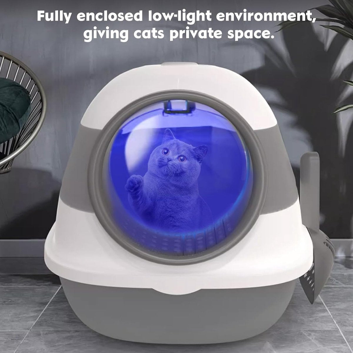 Electric Cat Litter Box - UV Light - Sterilization and Deodorization Function - Large Tray - Dark Grey - Automatic Cat Litter Box