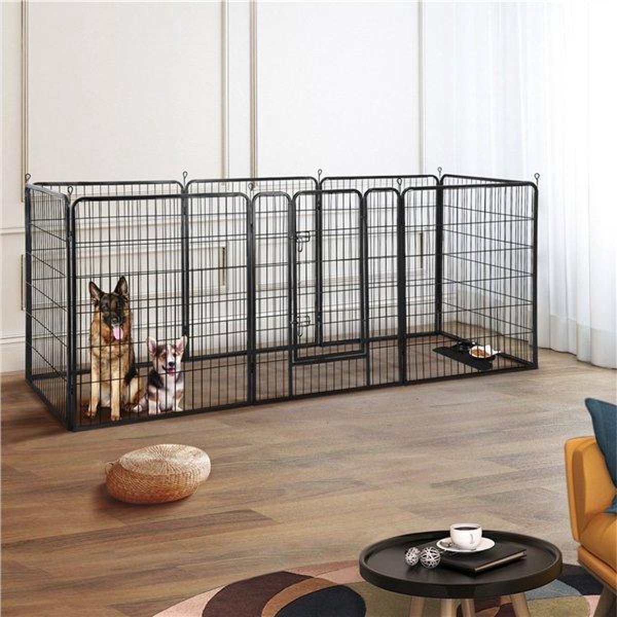 Topmast Premium Puppyren - 120 cm Hoog - 640 cm Omtrek - Hondenren - Hondenhok - Zwart