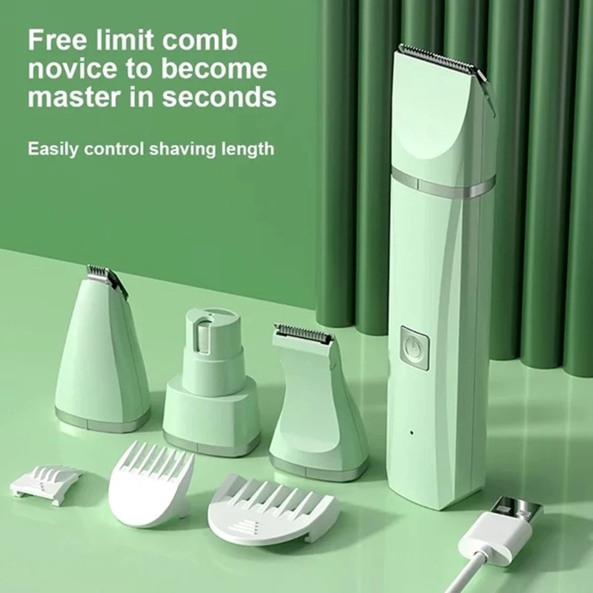 Wireless Dog Clipper - Quiet - Dual Blades - Rechargeable - Multiple Attachments - Pet Grooming Clipper for Dogs Cats Pets - Hair Trimmer for Paws Eyes Ears Face and Rear - White