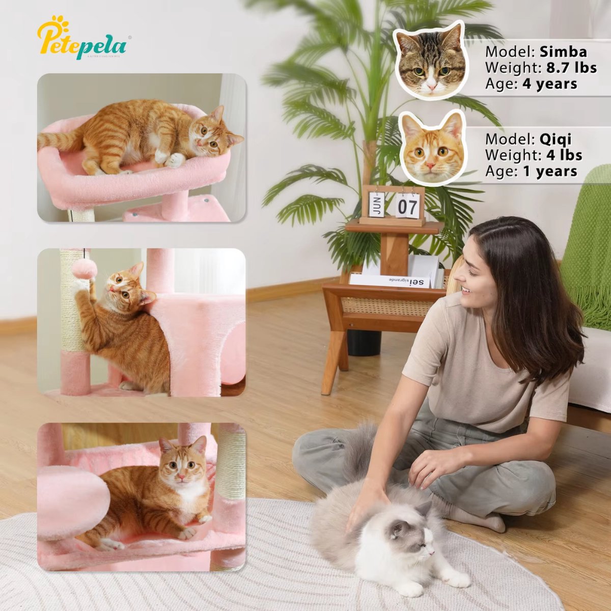 Luxe Kattenboom - Krabpaal voor Katten - Kattenhuis - Kattenmeubel - Kattentoren - Wit - 41x45x116cm