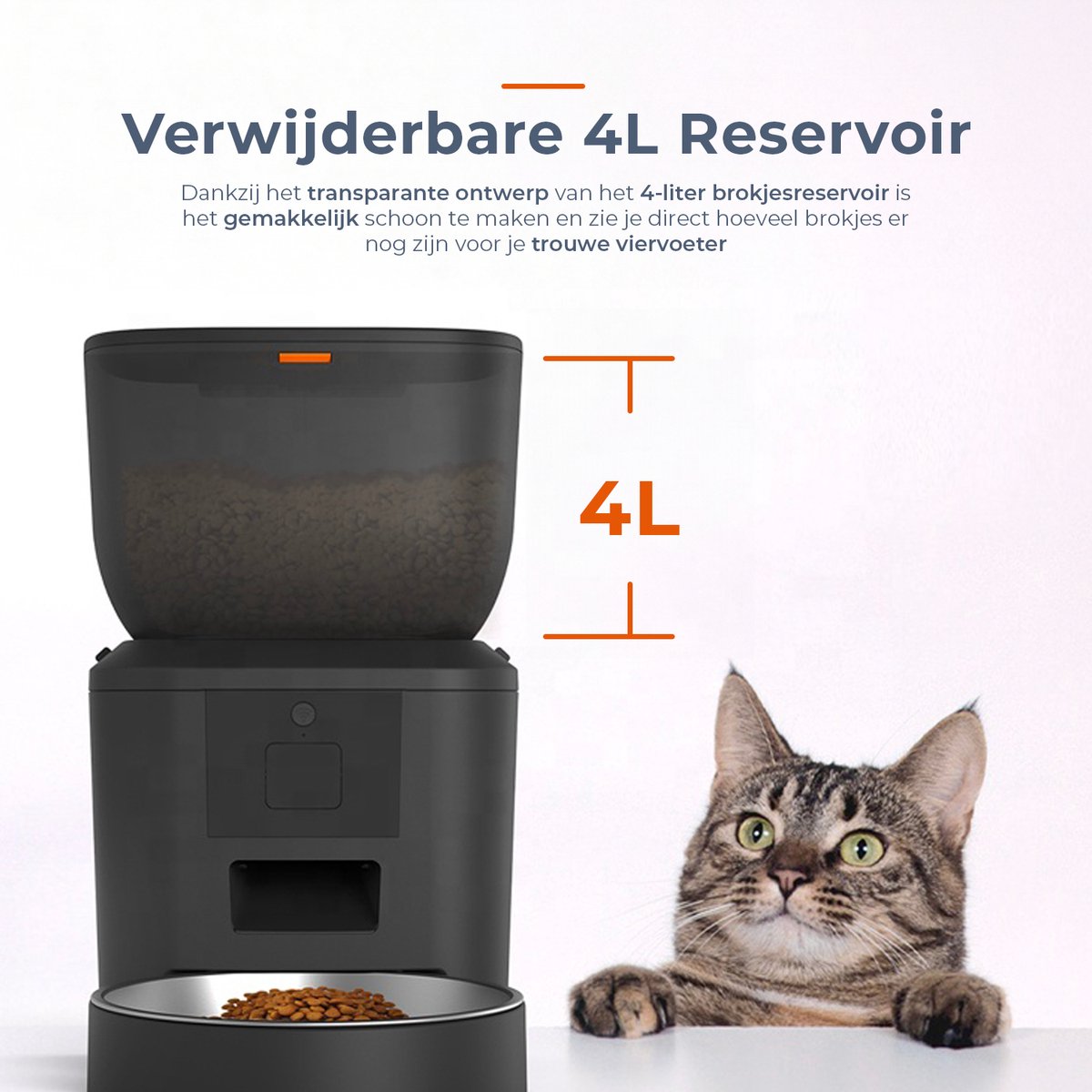 PetFeeder - Automatische voerbak kat - Voerautomaat Kat - Voerdispenser Kat - Met Full HD Camera - Kat + Hond - Petcam - Zwart