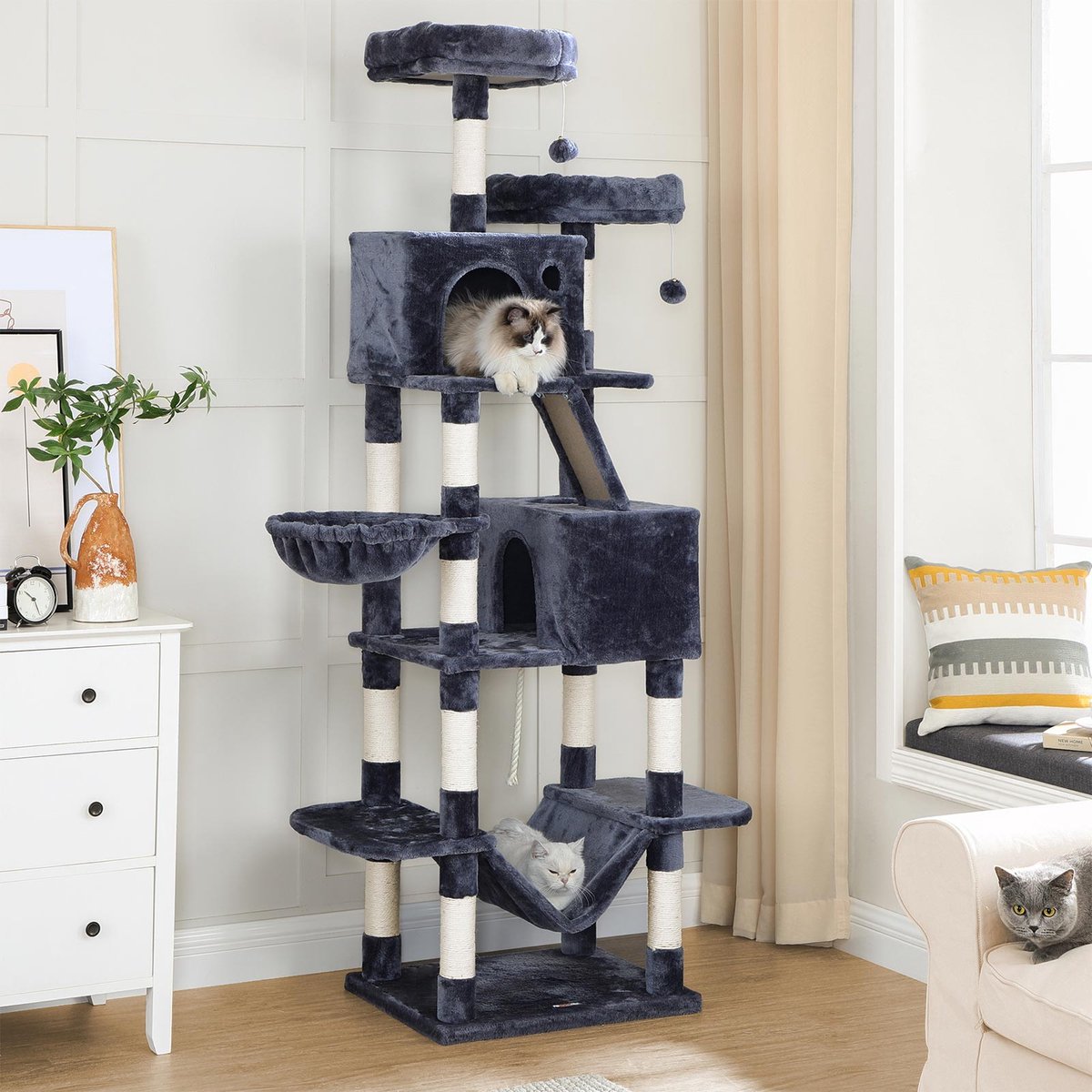 Scratching Post Tall XL Cat Tree Smoke Grey, 206cm