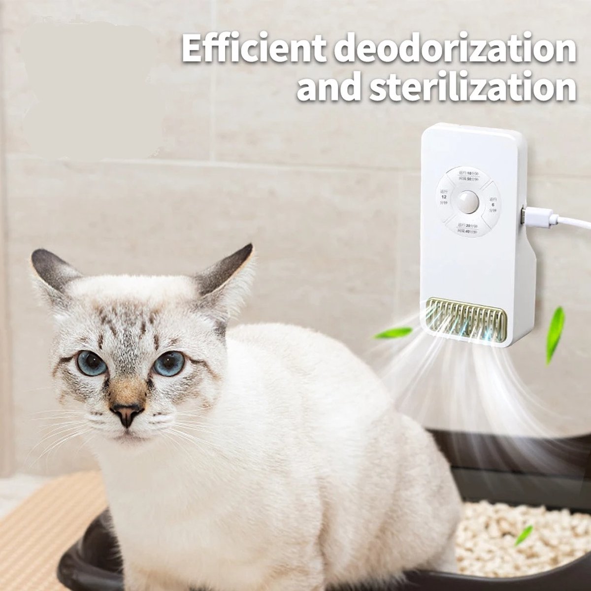 Cat Air Purifier: USB Automatic Deodorizer for Litter Box, Odor Removal and Disinfection for Indoor Pets – Ideal for Fresh Air in the Home