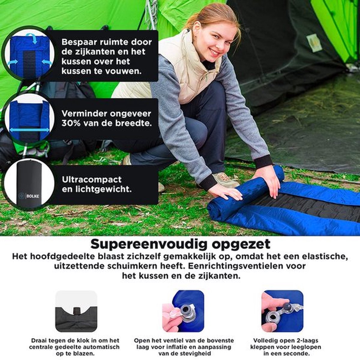 slaapmat - slaapmat zelfopblazend - slaapmatje - slaapmatje 1-persoons - slaapmatten - slaapmat 10 cm - zelfopblazende slaapmat met armleuning