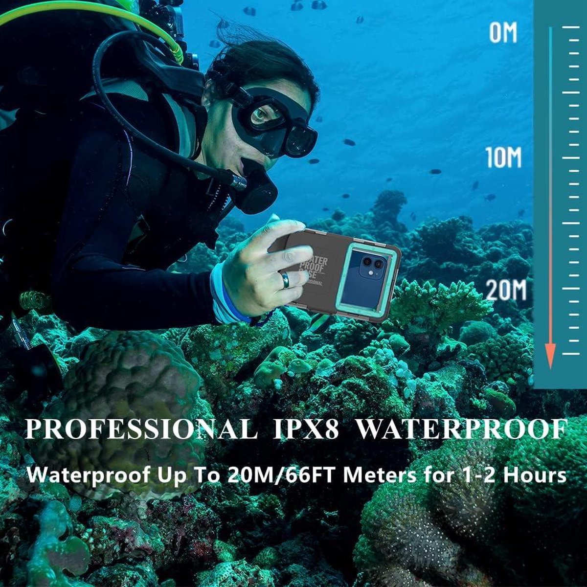 Waterdichte Telefoonhoes Universele Smartphone Duikhoes - Zwemmen Snorkelen Onderwater - iPhone 14 Pro Max 13 11 Samsung S23 Ultra S22 S9 Huawei Google OnePlus Xiaomi Motorola - Zwart/Blauw