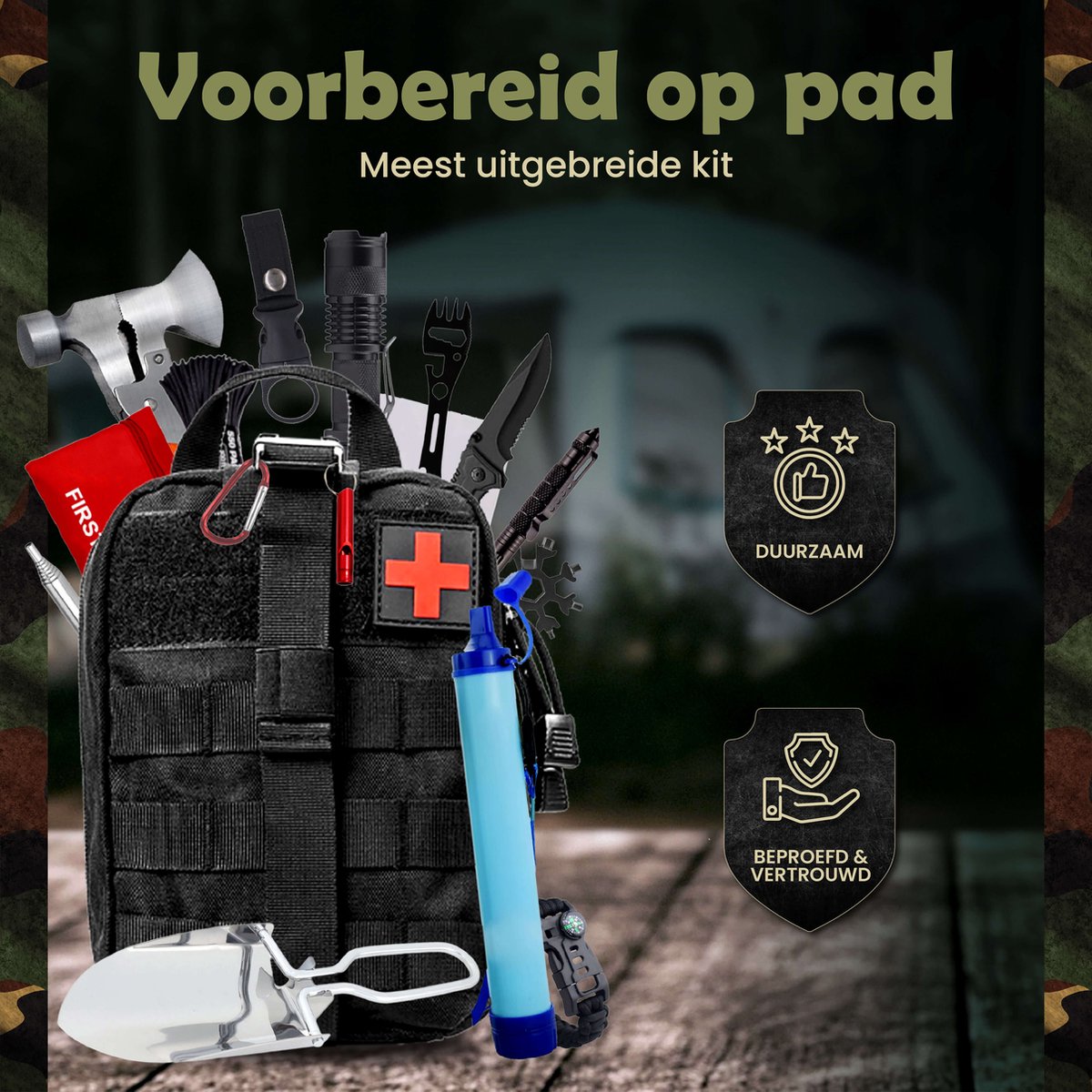 Survival Kit XL 35-delige Survival Set – Noodpakket – Overlevingspakket – Survival Armband – Survival Kit Outdoor – Survival Tool – Survival Kit Combat – Survival Kit Kinderen – Survival Kit Bushcraft – Survival Mes – Survival