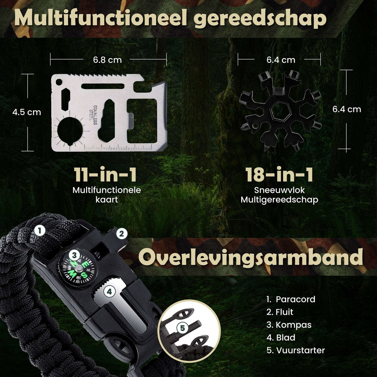 Survival Kit XL 35-delige Survival Set – Noodpakket – Overlevingspakket – Survival Armband – Survival Kit Outdoor – Survival Tool – Survival Kit Combat – Survival Kit Kinderen – Survival Kit Bushcraft – Survival Mes – Survival
