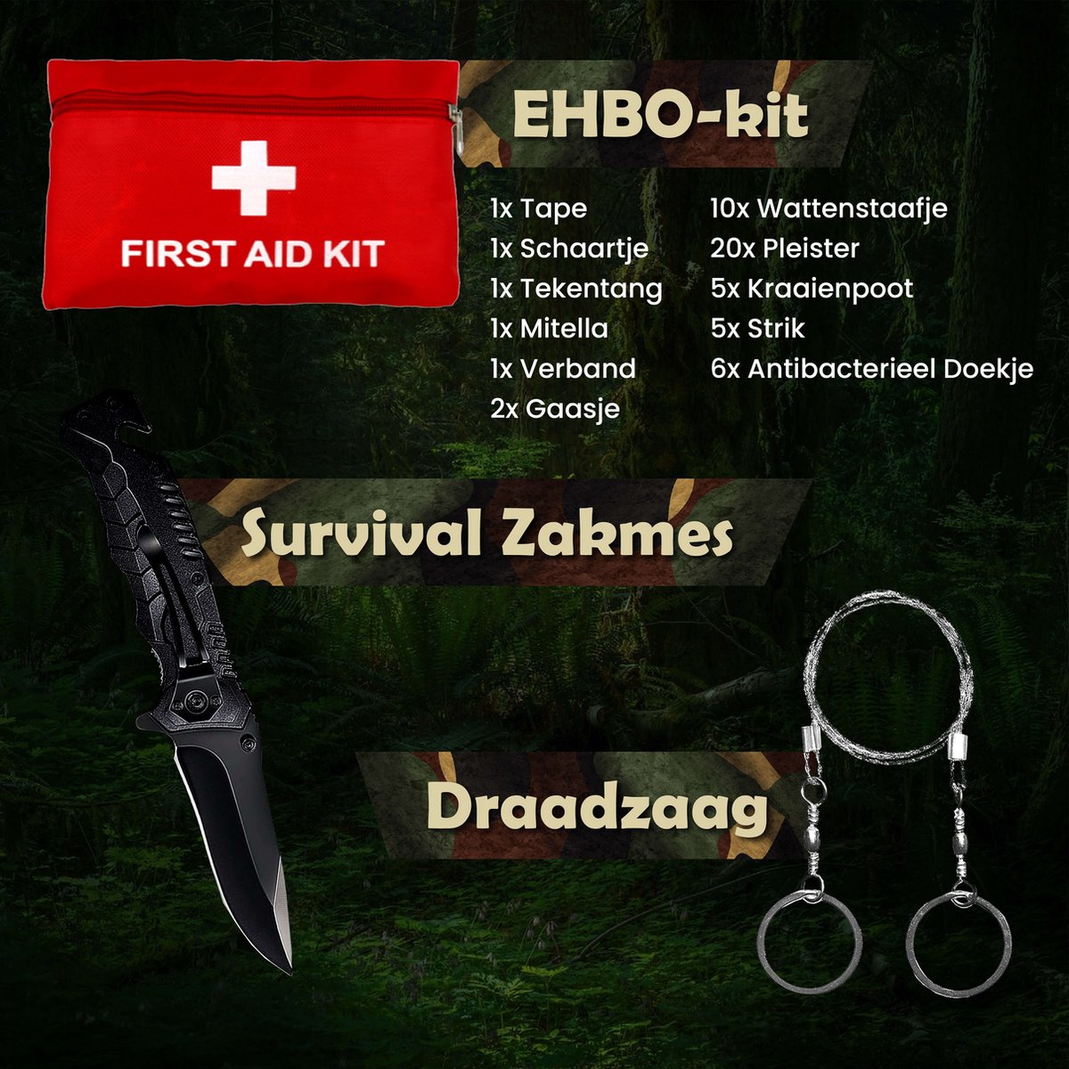 Survival Kit XL 35-delige Survival Set – Noodpakket – Overlevingspakket – Survival Armband – Survival Kit Outdoor – Survival Tool – Survival Kit Combat – Survival Kit Kinderen – Survival Kit Bushcraft – Survival Mes – Survival
