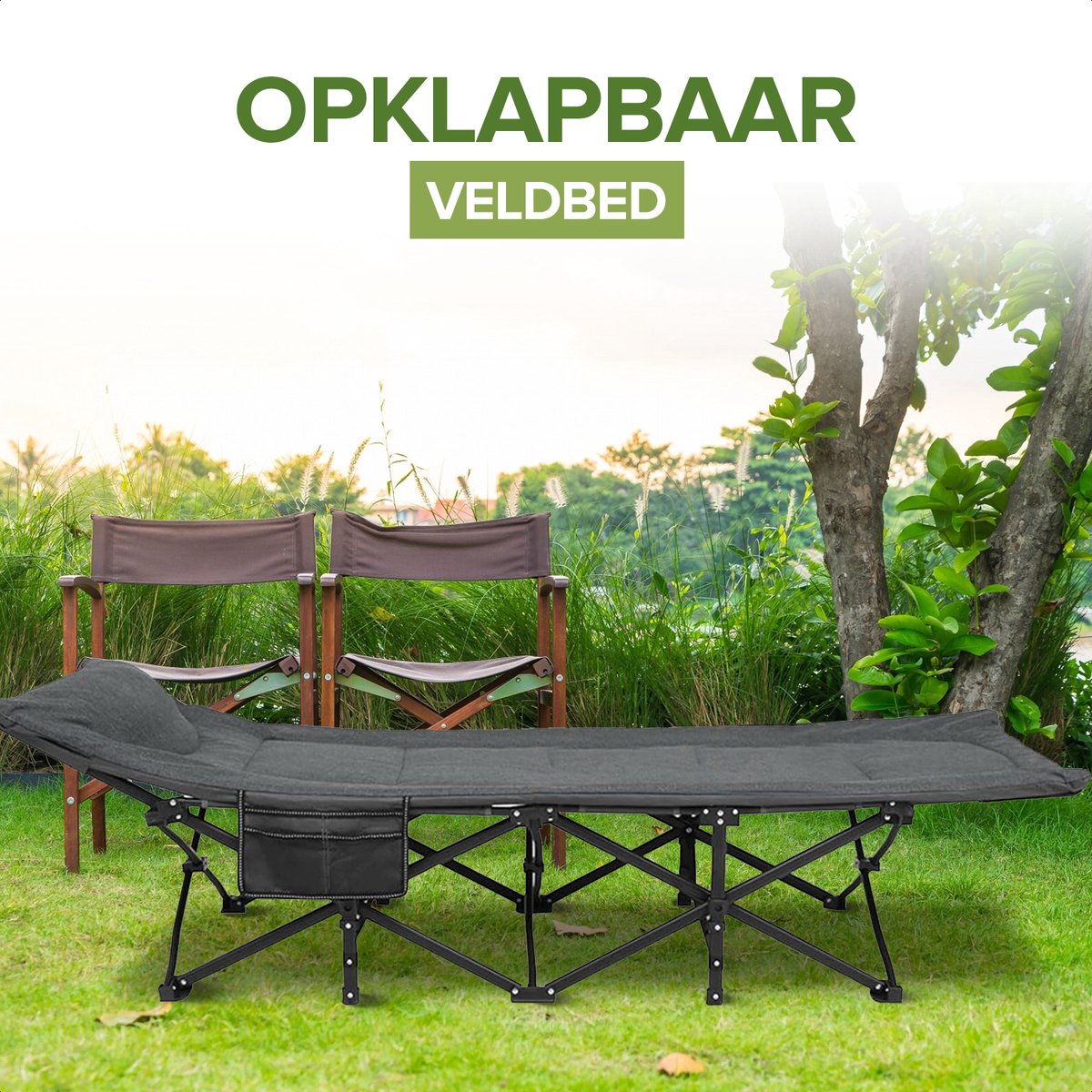 Veldbed - Inklapbaar - Kampeerbed - Tot 160 kg - Veldbedden 1 persoon - Veldbed Kamperen - Campingbed - Campingbedje - Veldbed Volwassen - Kampeerbed 1 persoons