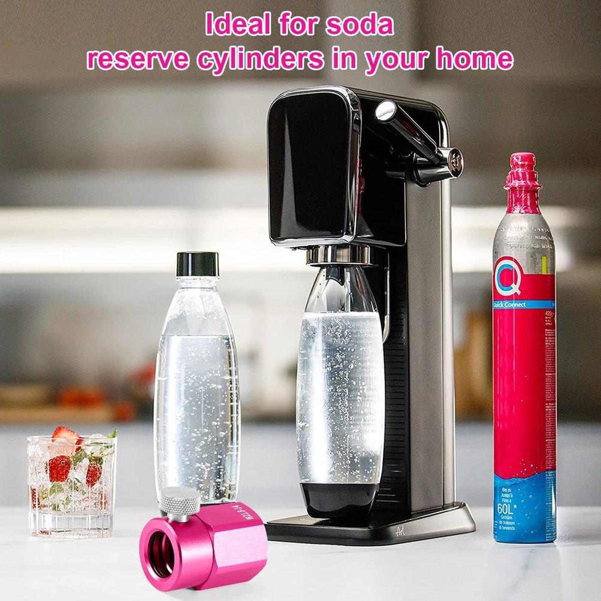 CO2-navuladapter voor SodaStream Duo Crystal 3.0 Gala-Art Terra E-Duo - Compatibel met Quick Connect - Vuladapter voor compacte CO2-flessen - W21.8-14 CO2-flesadapter