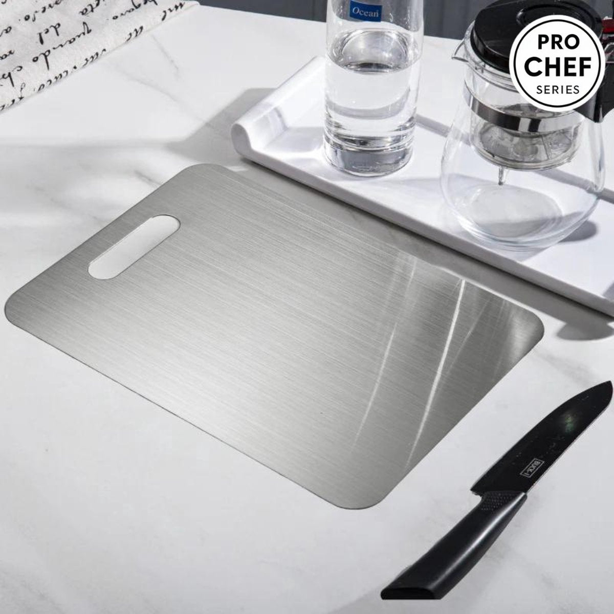 Titanium Cutting Board - 100% Titanium - Dishwasher Safe - Antibacterial - (L) 39x28CM