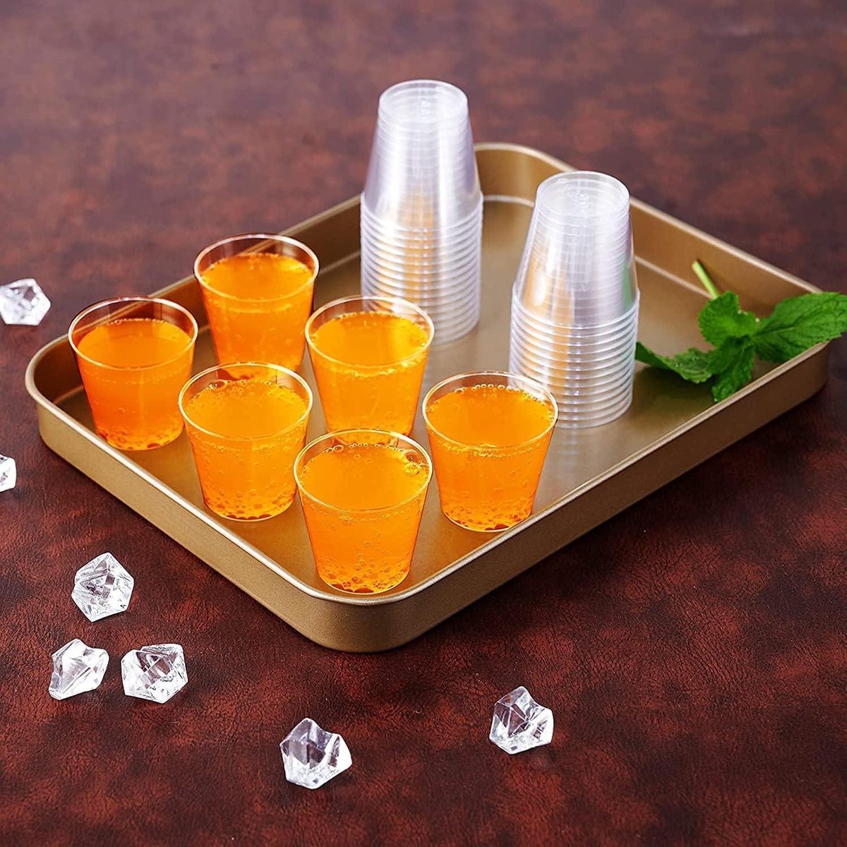 Plastic Borrelglazen 30 ml - 300 Stuks Transparante Dessertbekers - Ronde Parfait Voorgerechtskop Herbruikbaar - Whiskypudding Mousse Whisky Jello Party - Serveerschaal Bekers (43 x 4 cm) plastic wegwerp shotglaasjes
