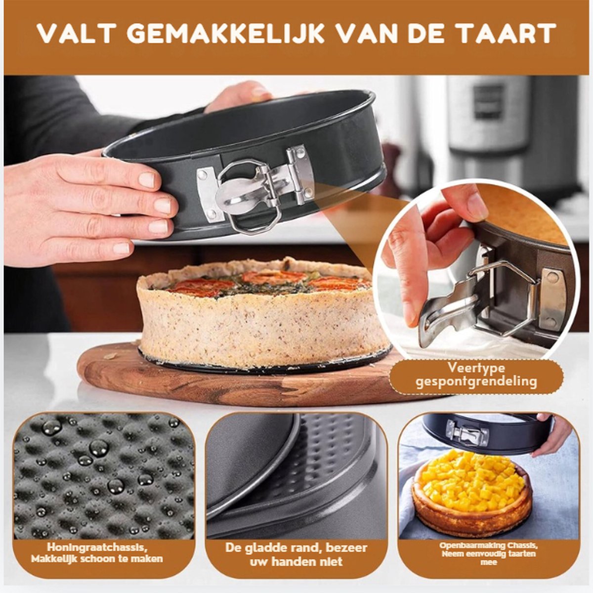 Springform - Cake pan - Baking pan - Non-stick coating - Pie dish - Compact - Dishwasher safe