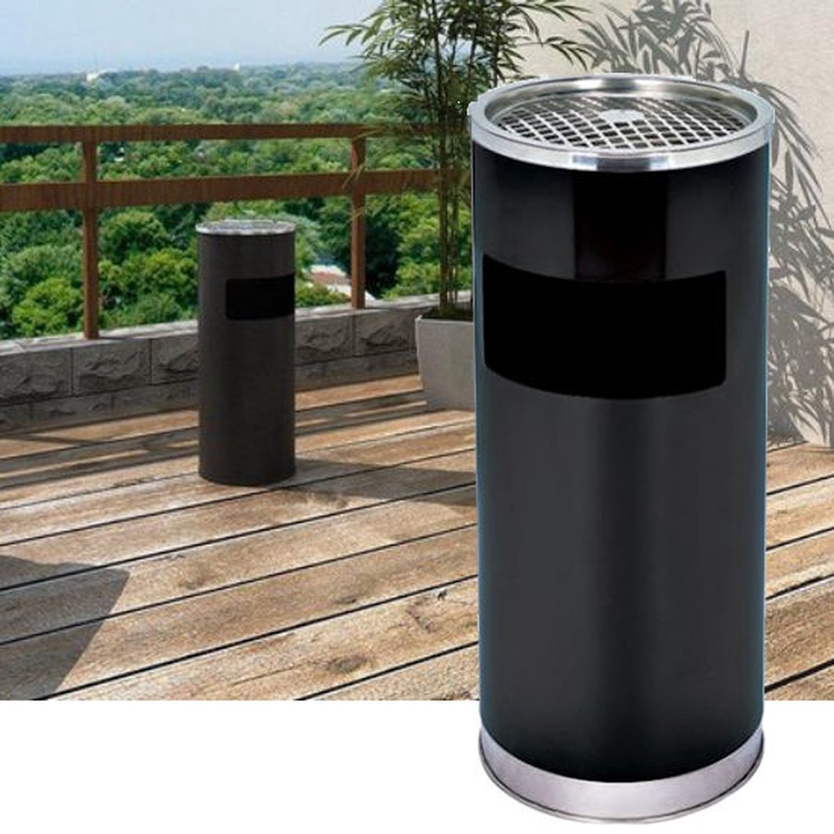 Freestanding Ashtray with Stainless Steel Waste Bin - Outdoor Ashtray - Floor Ashtray - Large Outdoor Ashtray - Smoking Post - Ashtrays - 25x25x60