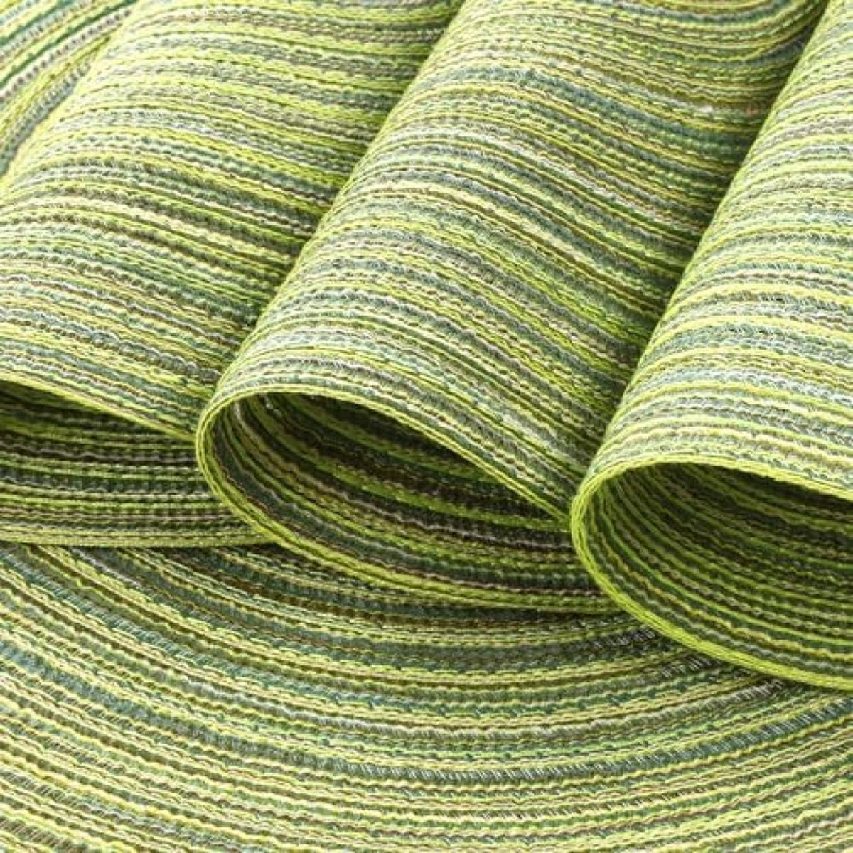 Set van 6 placemats, katoen, rond, gevlochten placemats, afwasbaar, grijs, rond, wasbaar, hittebestendig, voor bruiloft, feest, keuken, decoratie, 38 cm (Groen)