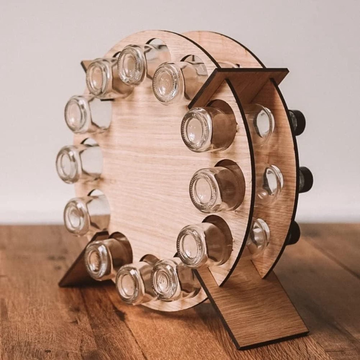 Stackable Wine Rack Advent Calendar 24 Wooden Christmas Tree Wine Holder - Christmas Wine Standing Organizer - Storage Shelf - Countertop Organizer