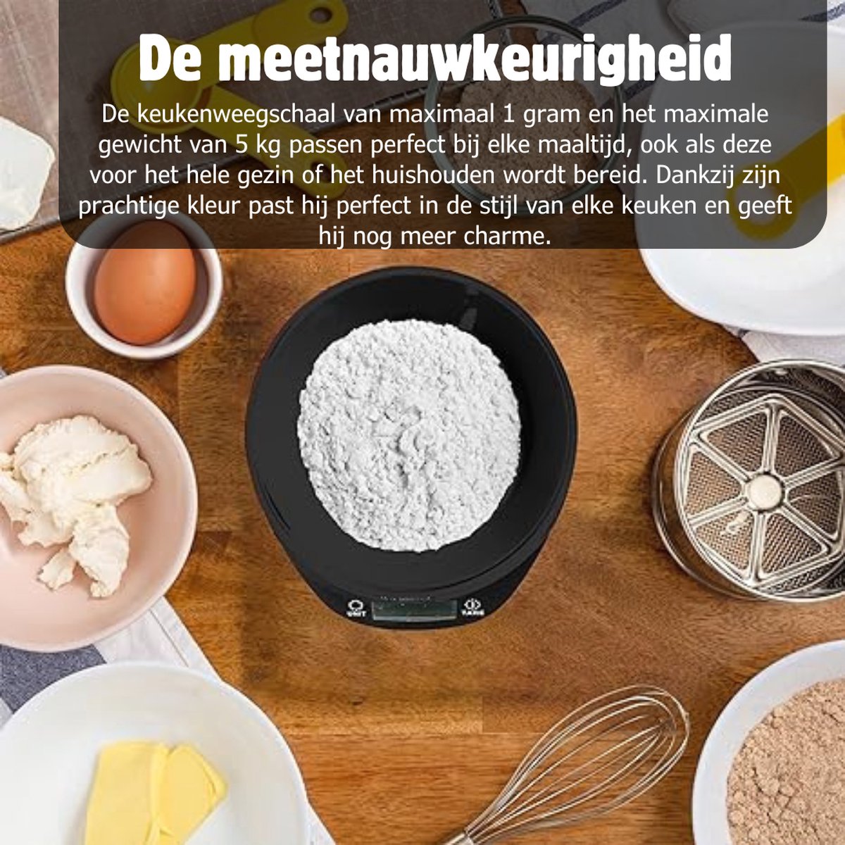 Keukenweegschaal Digitaal Met Kom - Elektrische Keukenweegschaal Tot 5 kg - Precisieweegschaal - Keukenweegschaal Met Kom Van 1,4 l - LCD-Display