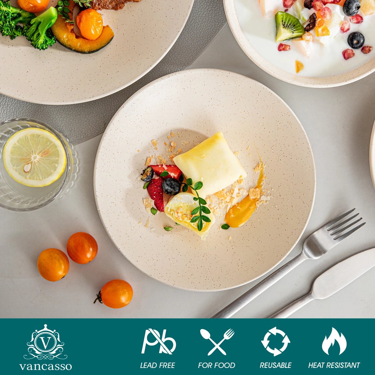 Dinnerware Set - Dinnerware Sets - 8-Person Dinnerware Set - Sand Relief - Porcelain - 32-Piece Dinnerware - Dinner Plate - Dessert Plate - Bowl - Soup Bowl