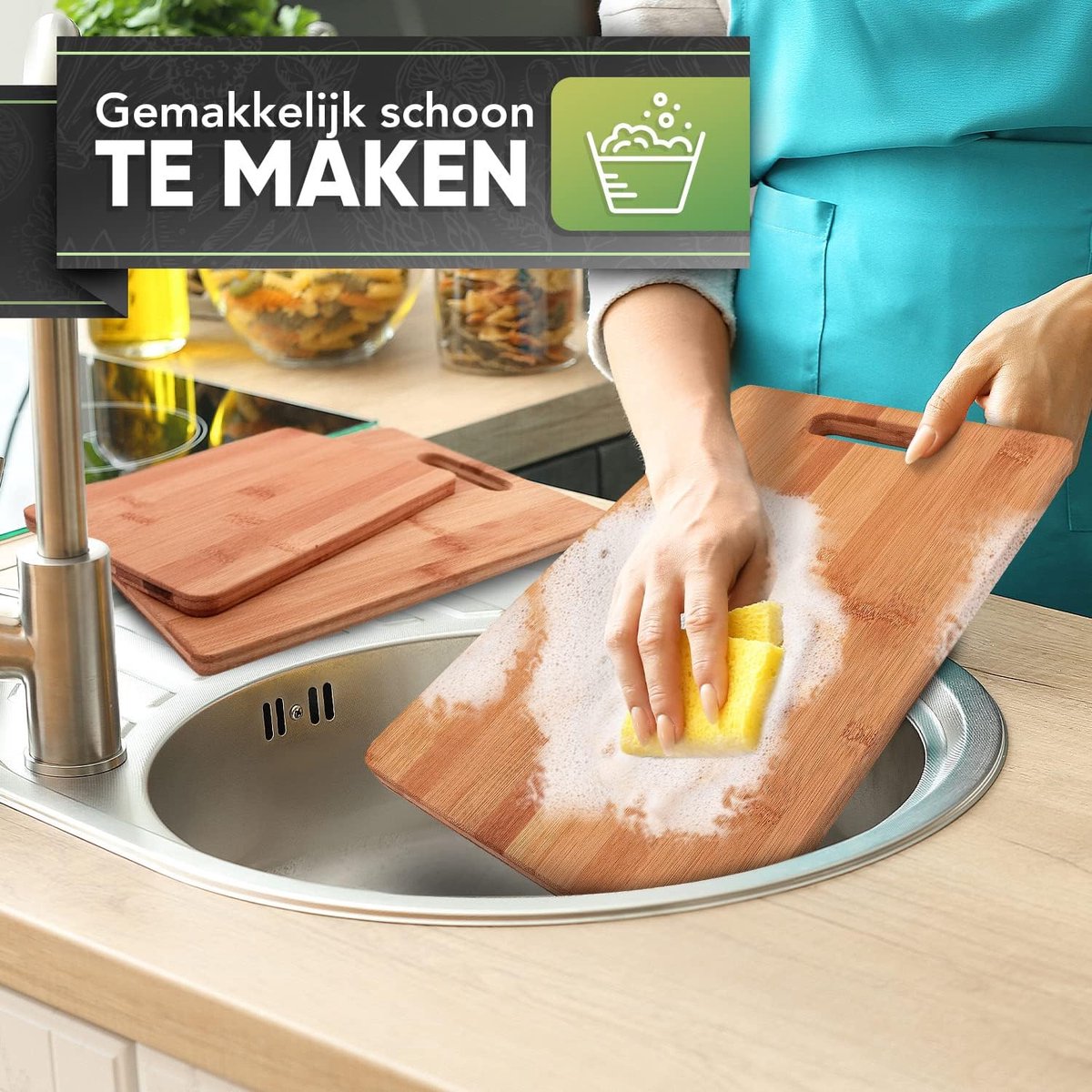 Loco Bird massieve bamboe snijplank set van 3 - 33x22 / 28x22 / 15x22cm - Houten keuken snijplank - Houten antibacteriële snijplank