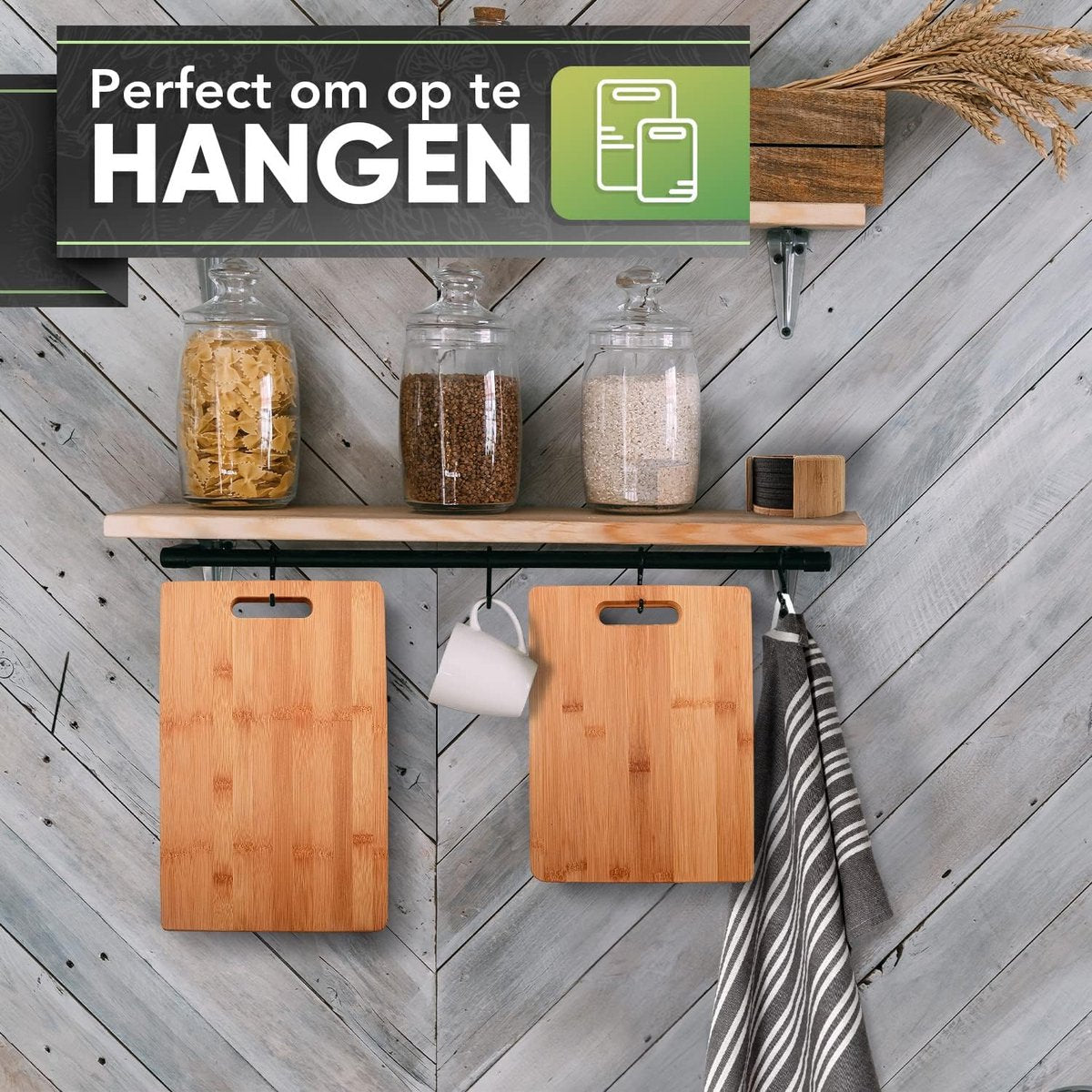 Loco Bird massieve bamboe snijplank set van 3 - 33x22 / 28x22 / 15x22cm - Houten keuken snijplank - Houten antibacteriële snijplank