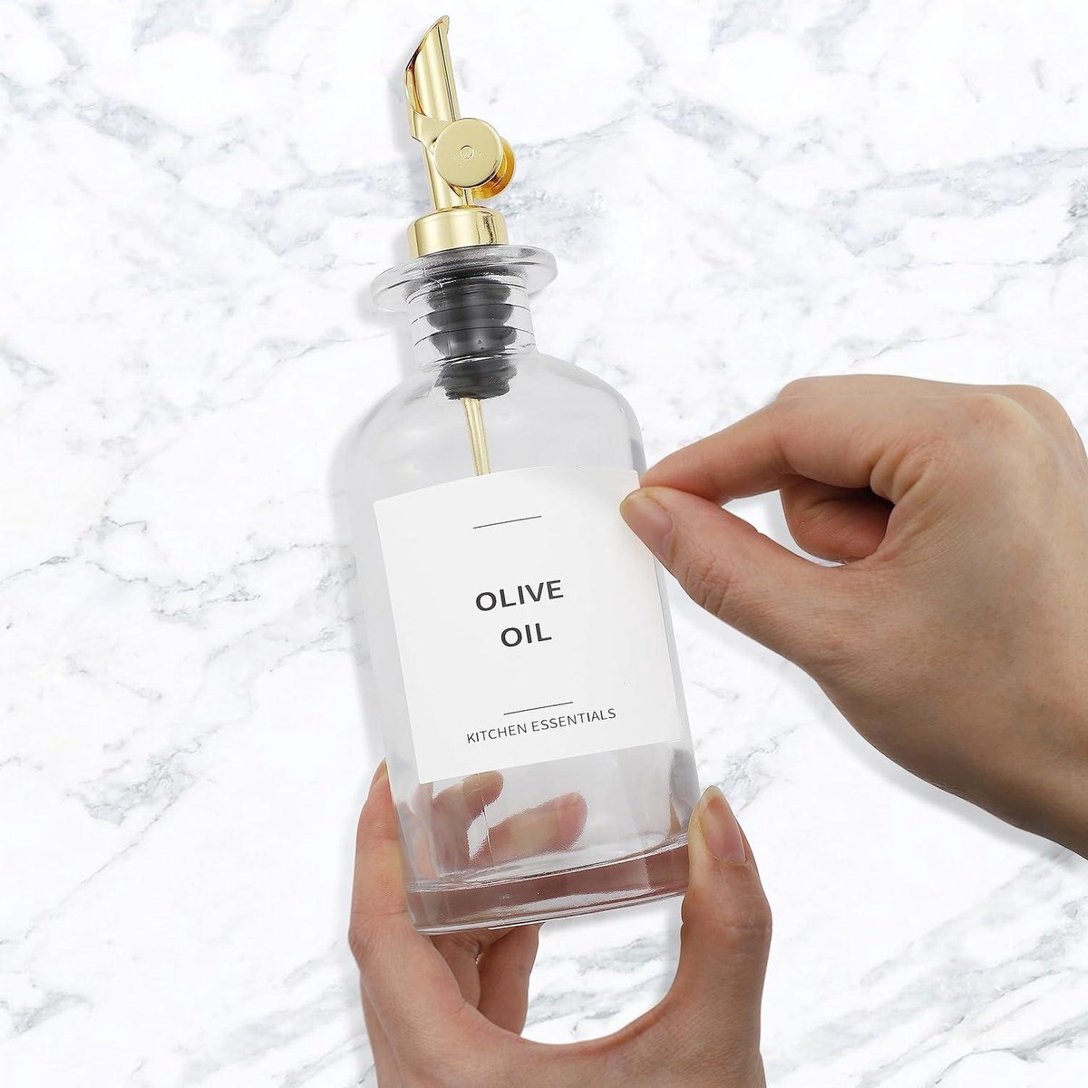 Dispenser Fles Olie - Glazen Karaf Olie - Oliefles met Schenktuit Sausfles - Koffiesiroop Dispenser - Koffiesiroop - Olijfolie Fles 2 Stuks Goud