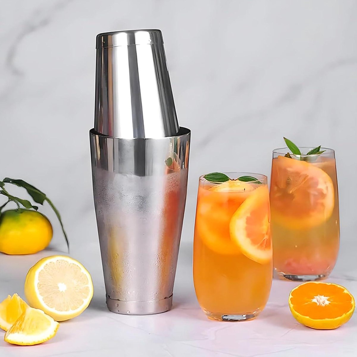 Cocktailset 2-delige roestvrijstalen Boston shaker set 600 ml + 700 ml - voor professionele barkeepers thuis - barfeestjes cocktailliefhebbers