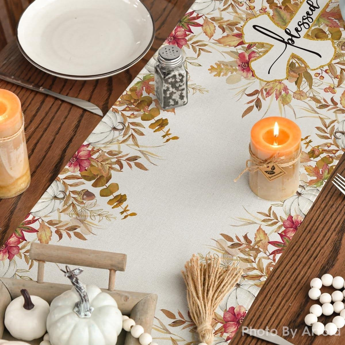 Table Runner Eucalyptus Cross Autumn Season Indoor Decoration Holiday Party - 40 x 140 cm - Including HTML Content table runner textile 60 x 140 cm