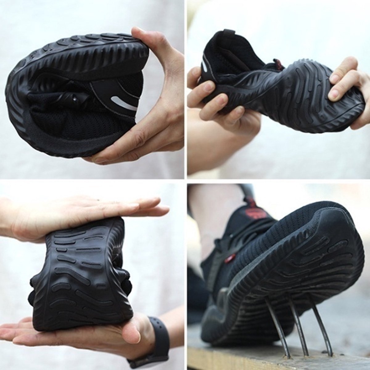 Safety shoes - Lightweight - Sneakers - Work shoes - Sporty - Steel toe cap - Anti-perforation sole - Non-slip - Black - 44