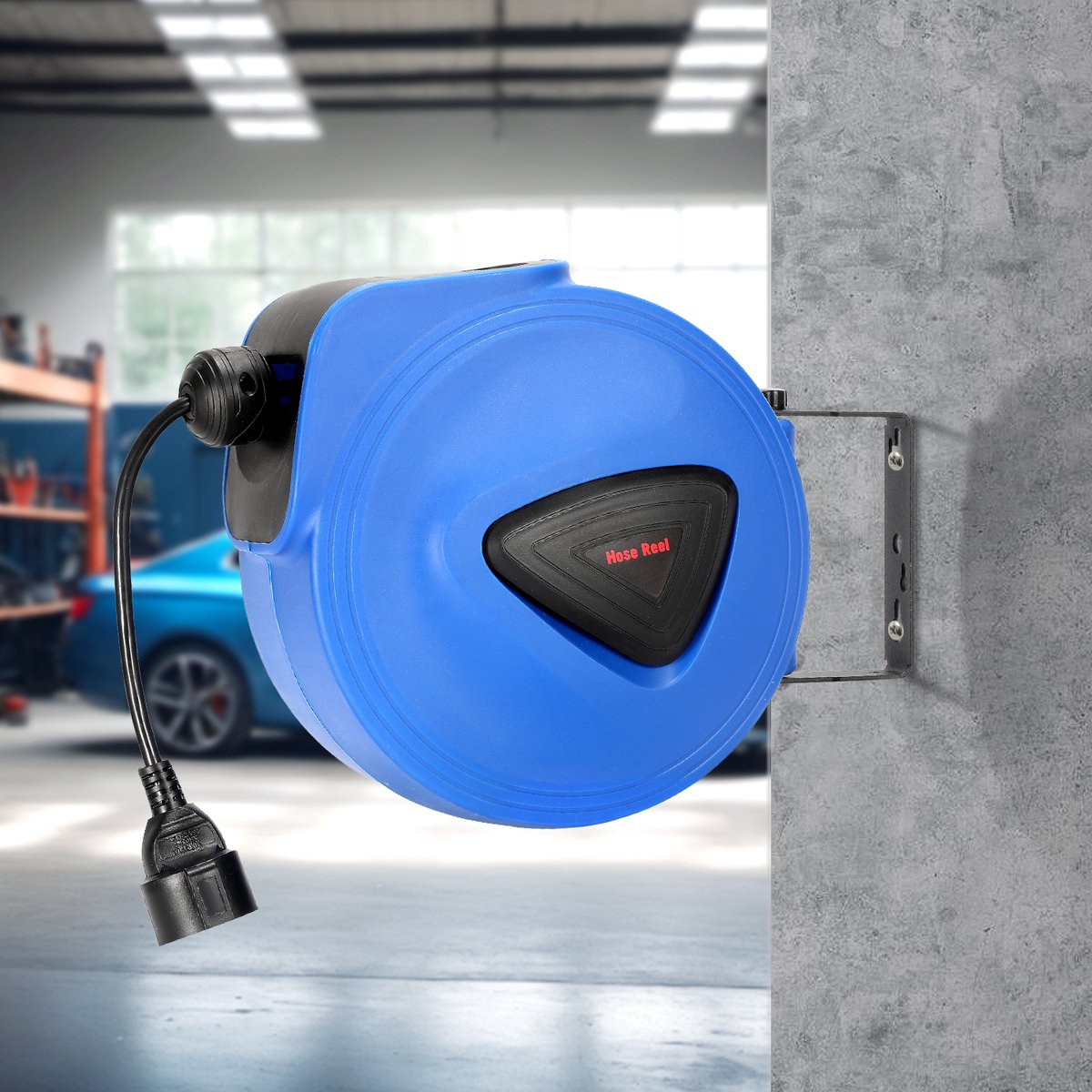 Automatische kabelhaspel 20m, 180° draaibaar met muurbeugel, automatisch oprollen en afrollen van de kabel, stroomkabel - Enkel Gat