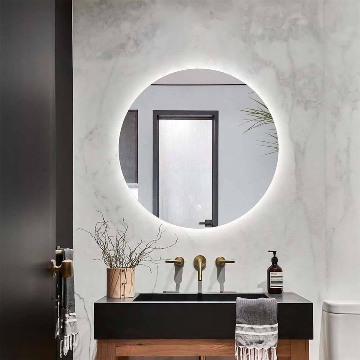 Bathroom mirror with LED lighting and heating - 3 LED settings - Condensation-free - Dimmable - 60 x 60 CM - Round mirror