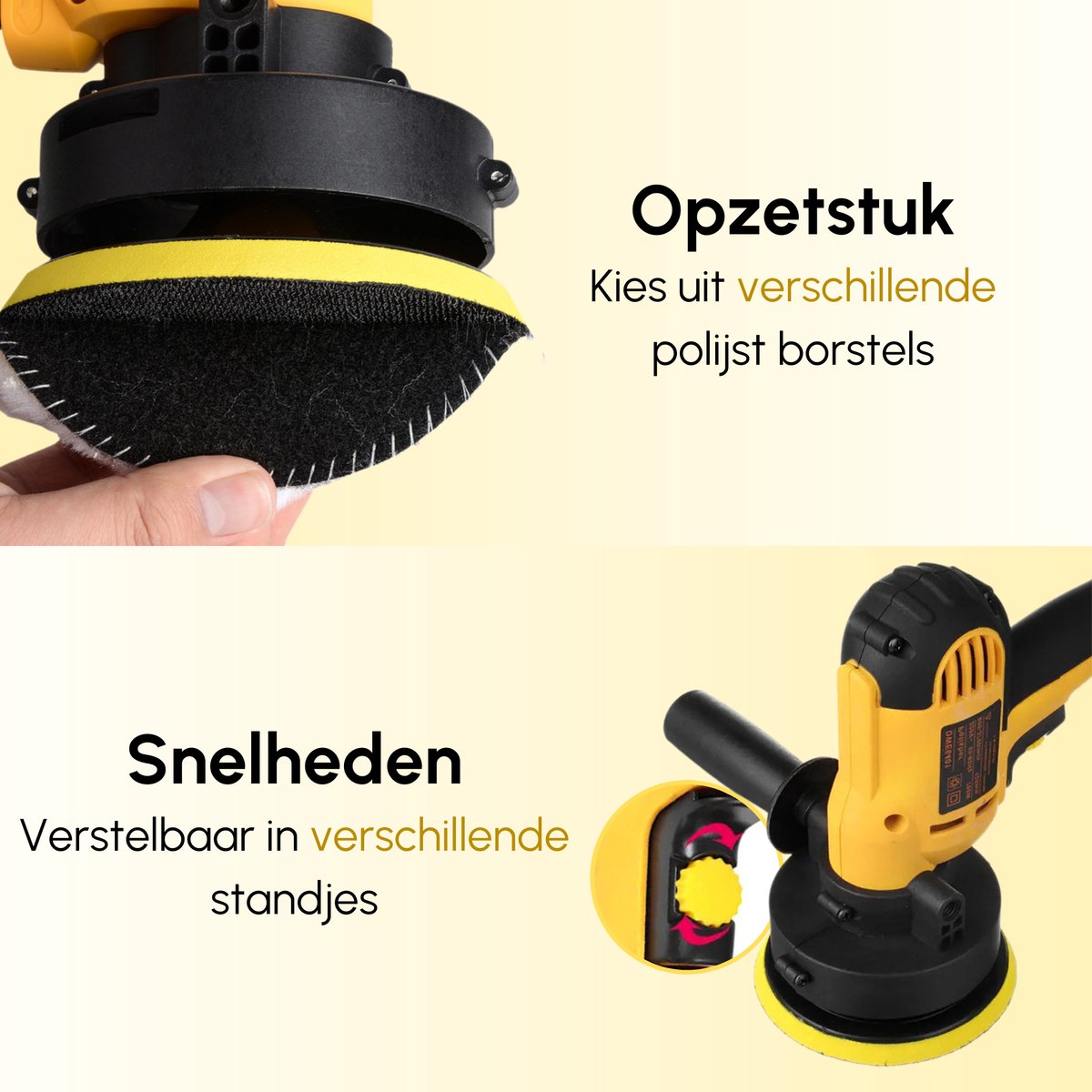 Gtrise Polijstmachine - Poetsmachine Auto - 6 Polijstschijven - 1400W Krachtig - Polier - Met Ebook