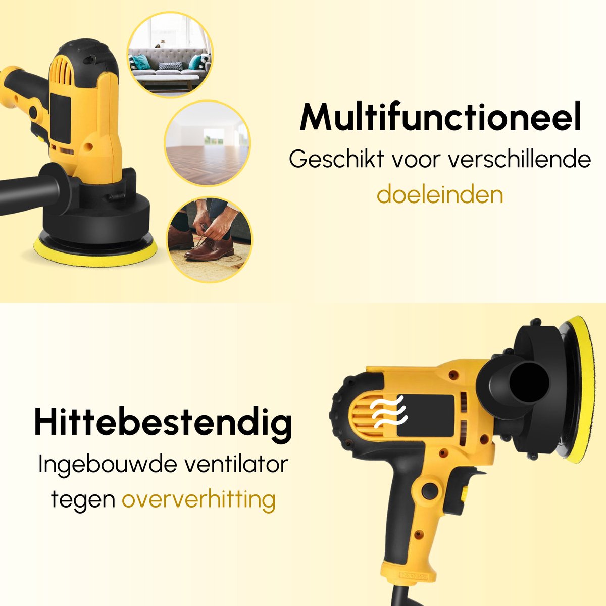 Gtrise Polijstmachine - Poetsmachine Auto - 6 Polijstschijven - 1400W Krachtig - Polier - Met Ebook