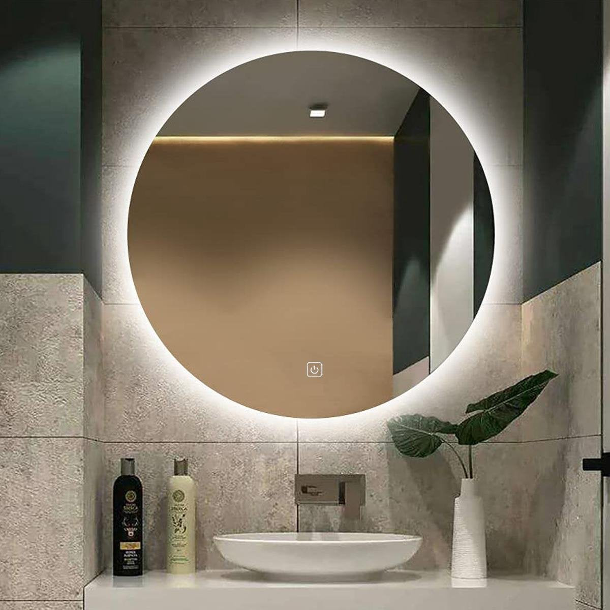 Badkamerspiegel met LED-verlichting en verwarming - 3 LED-standen - Condensvrij - Dimbaar - 100 x 100 CM - Ronde spiegel