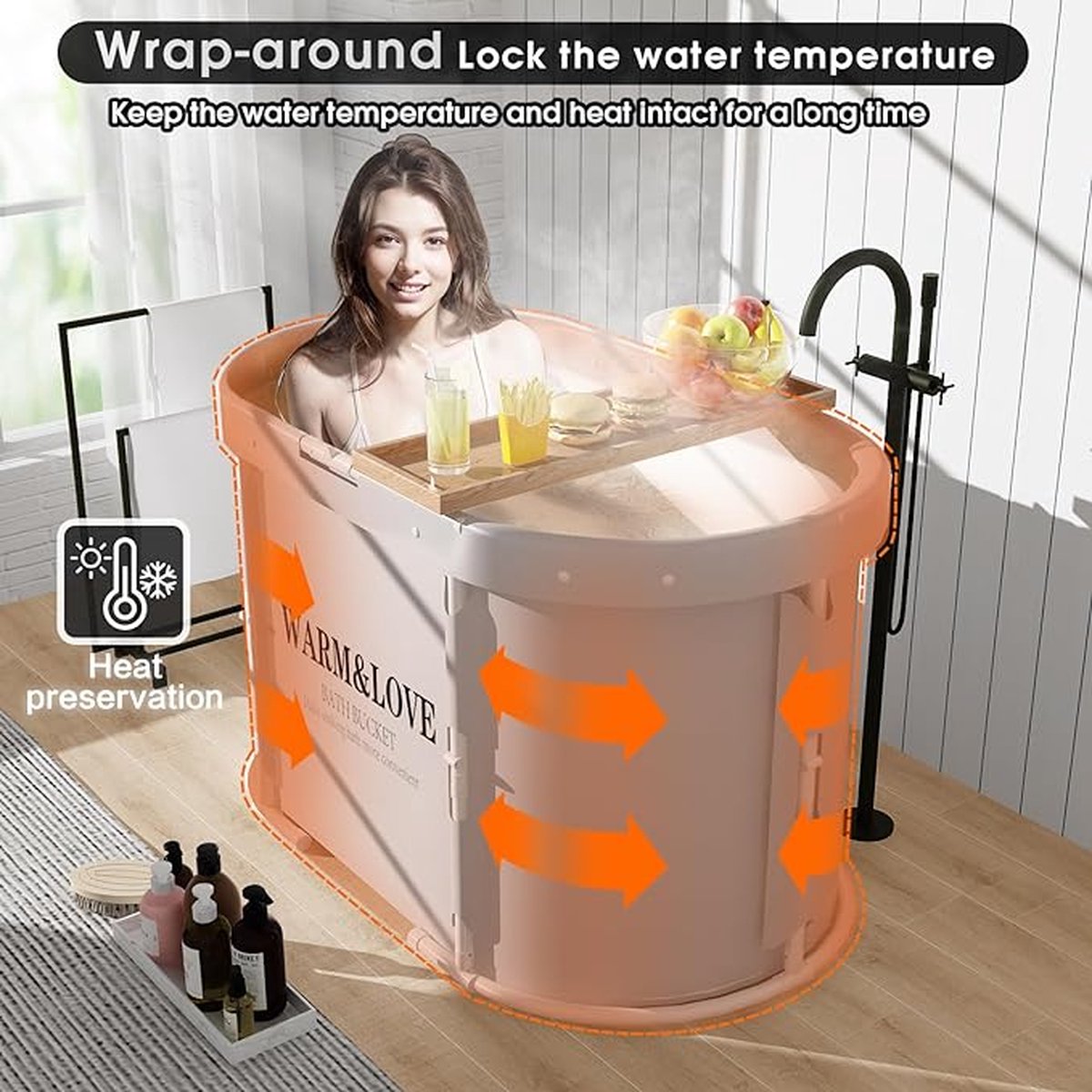 Bathtub - Foldable Bathtub - Mobile Bathtub - Ideal for small bathrooms - Ice bath - Hot bath