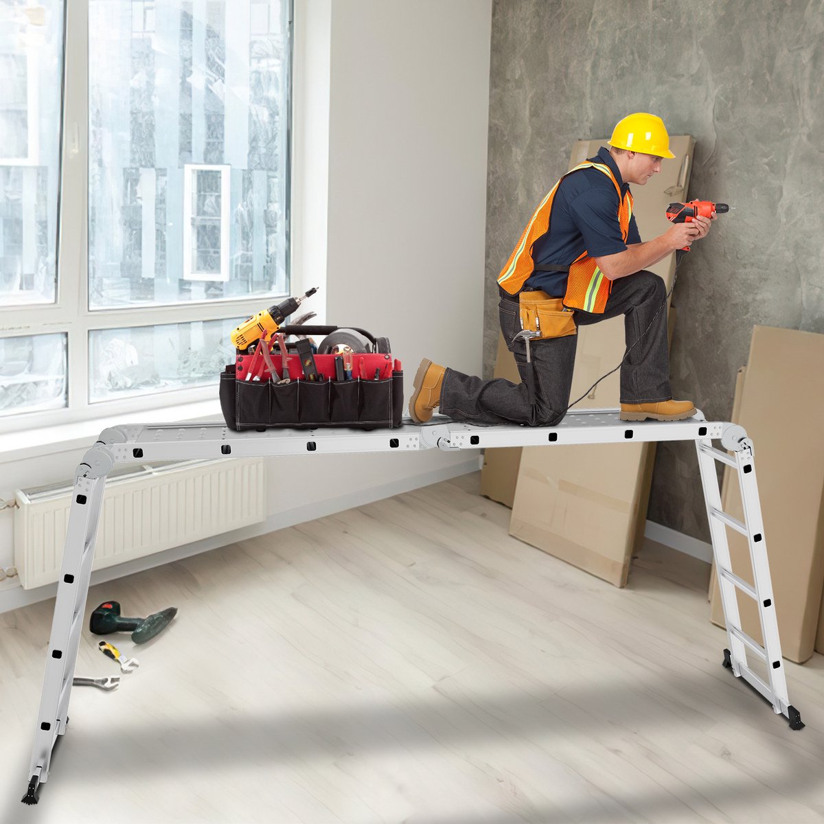 Vouwladder Multifunctionele ladder 4x5 Telescoopladder Verlengladder Leunladder Aluminium ladder