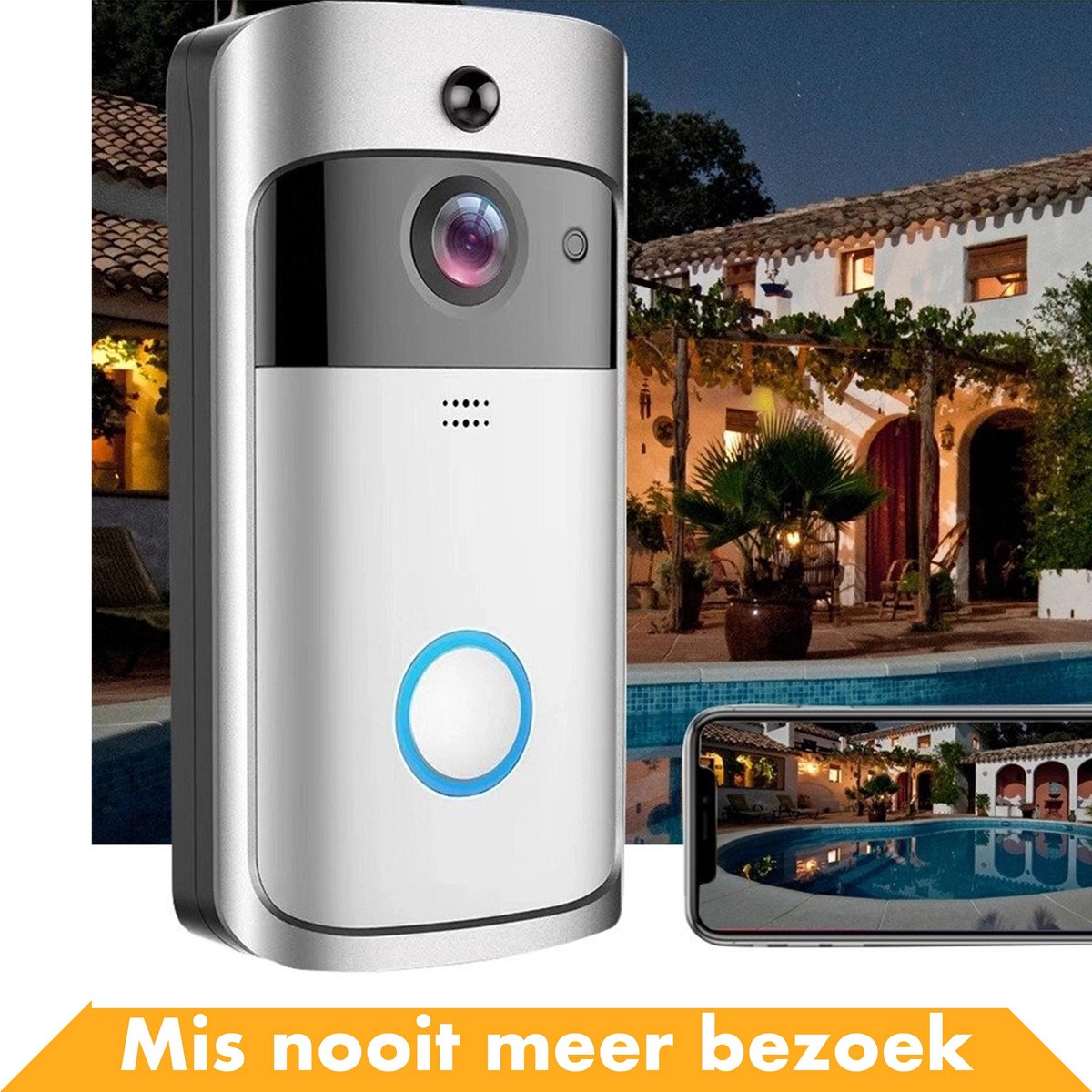 Wireless Video Doorbell with HD Camera and Wifi – Smart Door Bell 1 Receivers Doorbells Bell Push Button Doorbell Sets Wired Alarm Wired Doorbell Wireless Waterproof Chime Push Bell Screen Videophone Security Cameras Video Doorbell Webcam Smart