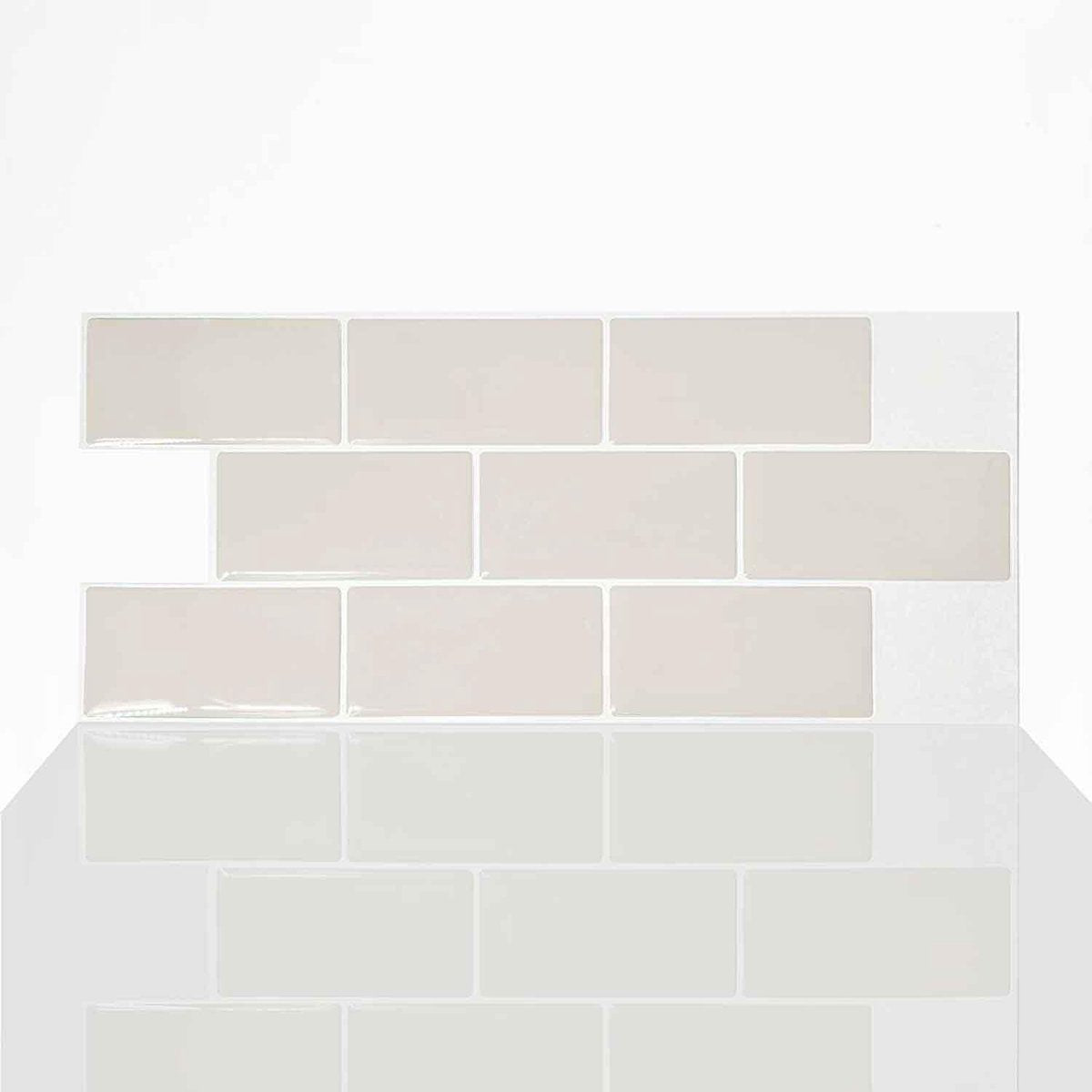 Brown Cream 3D Vinyl Wall Tile Sticker | Thicker Self-Adhesive Waterproof | Kitchen Bathroom | 12"x6" | 10 Sheets