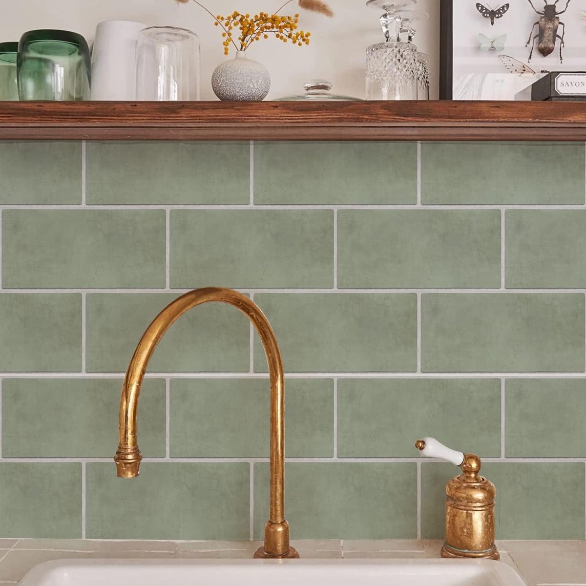 Waterdichte antislip vloer- en muurstickers voor keuken en badkamer met zelfklevende achterkant - PVC wanddecoratie met afpelbare en opplakbare stickers