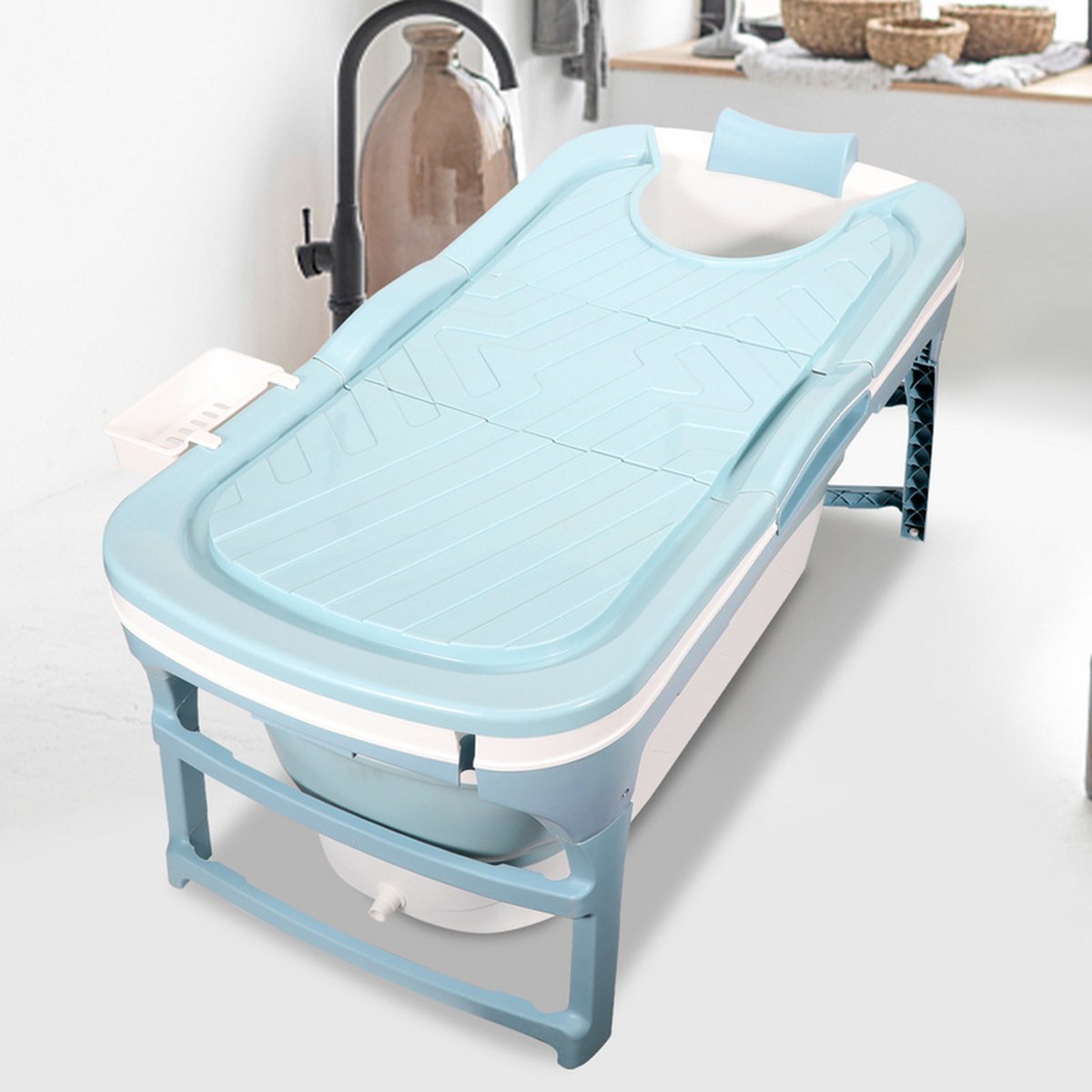 Foldable Bath L 118cm - Blue Bathtub Adults - Bath for in the Shower - Ice Bath