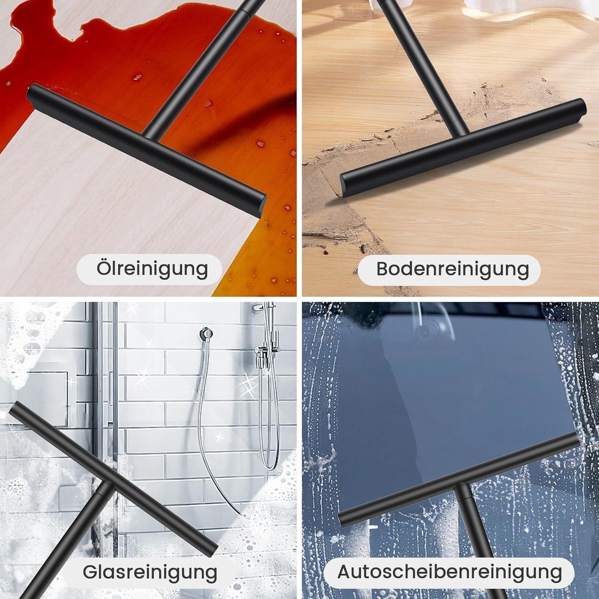 Verstelbare douchewisser - Douchetrekker met lange steel - 30-89 cm - Waterschuiver voor douchevloer met zuignap - Vloertrekker voor water, haren, glaswisser, douchewisser