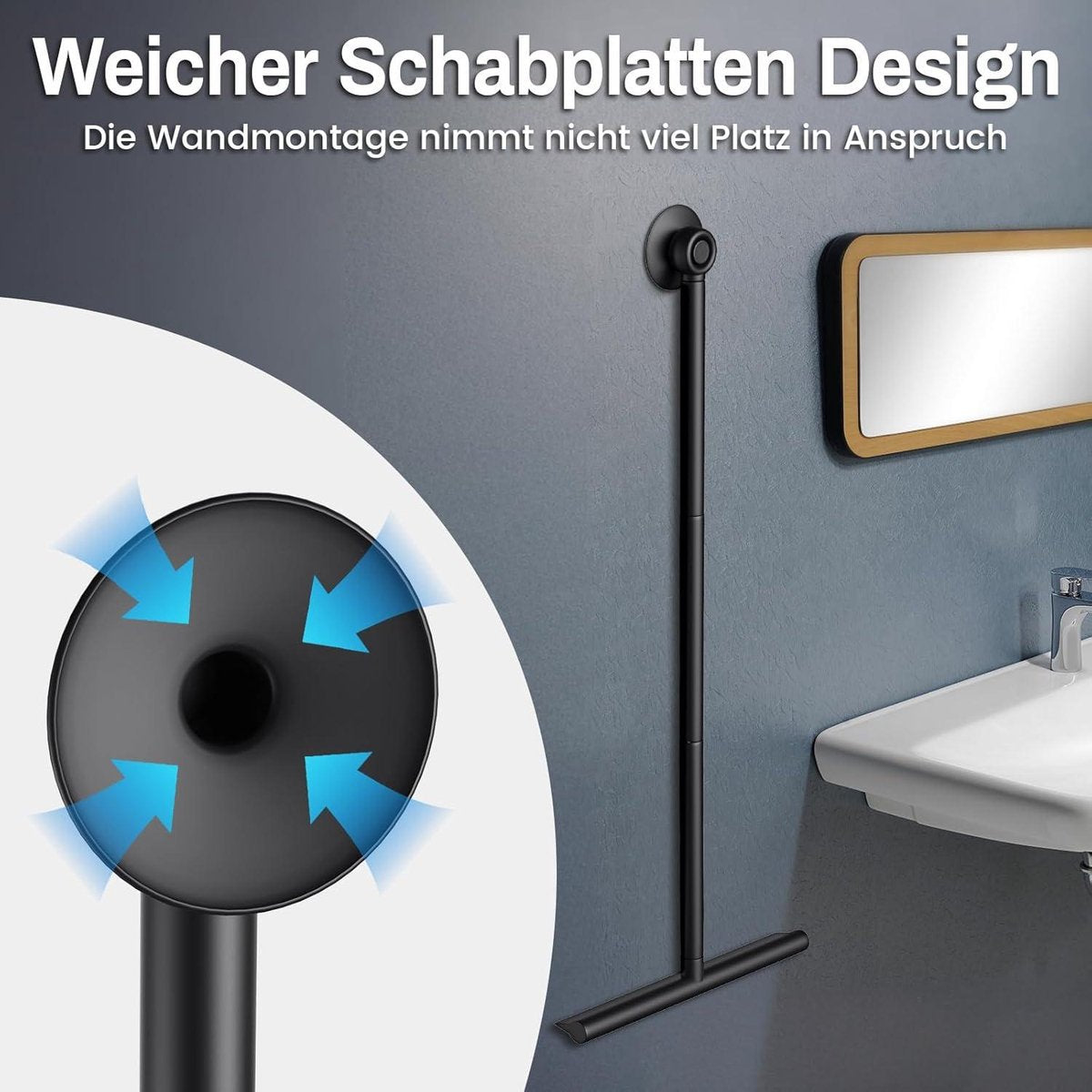 Verstelbare douchewisser - Douchetrekker met lange steel - 30-89 cm - Waterschuiver voor douchevloer met zuignap - Vloertrekker voor water, haren, glaswisser, douchewisser