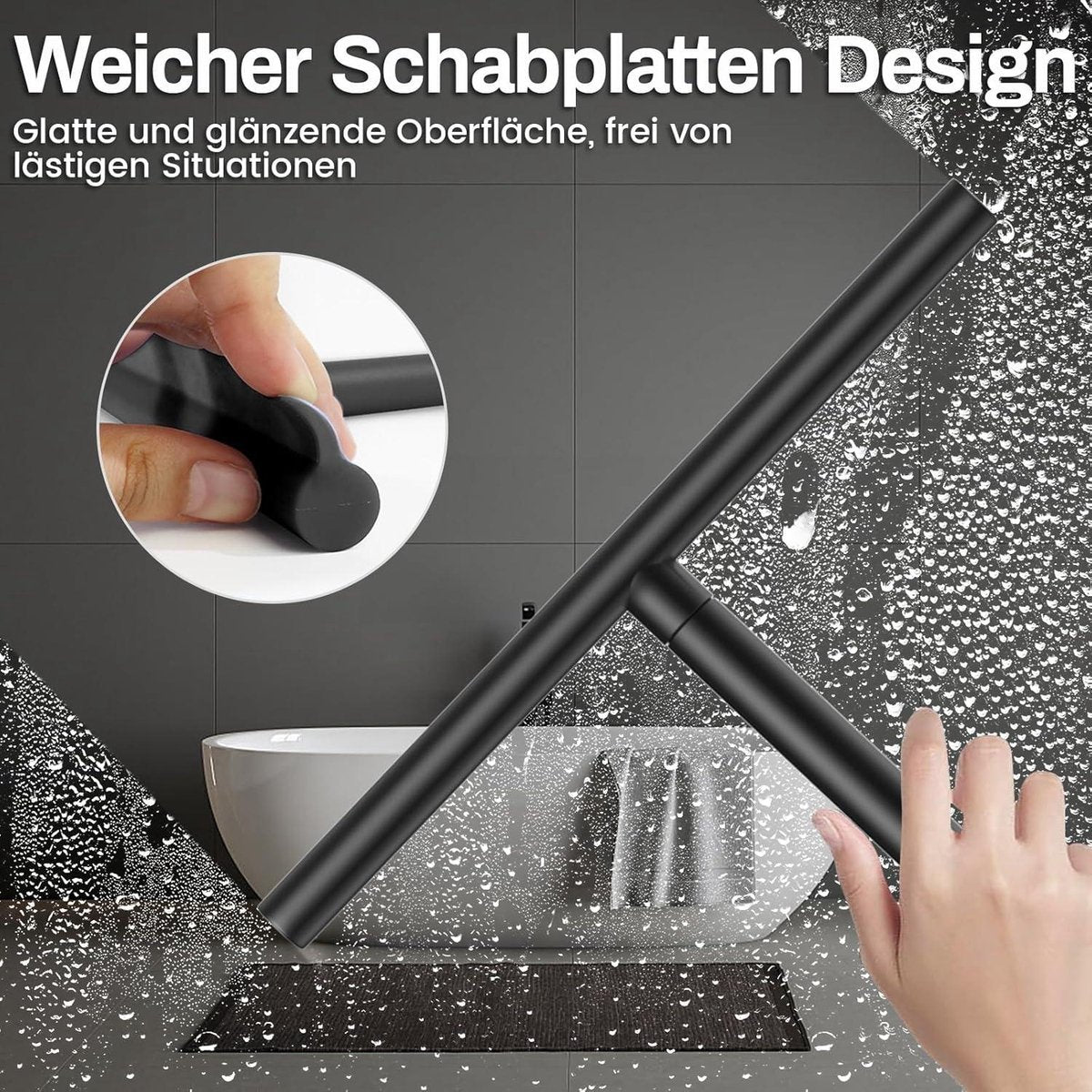 Verstelbare douchewisser - Douchetrekker met lange steel - 30-89 cm - Waterschuiver voor douchevloer met zuignap - Vloertrekker voor water, haren, glaswisser, douchewisser