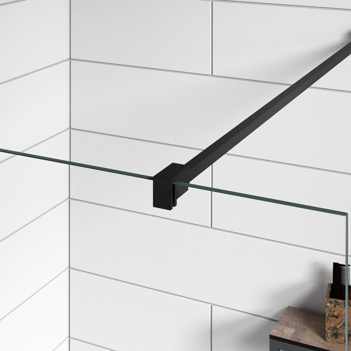 Badplaats Douchewand Florida 90 x 200 cm - Zwart – Inloopdouche 8 mm Veiligheidsglas