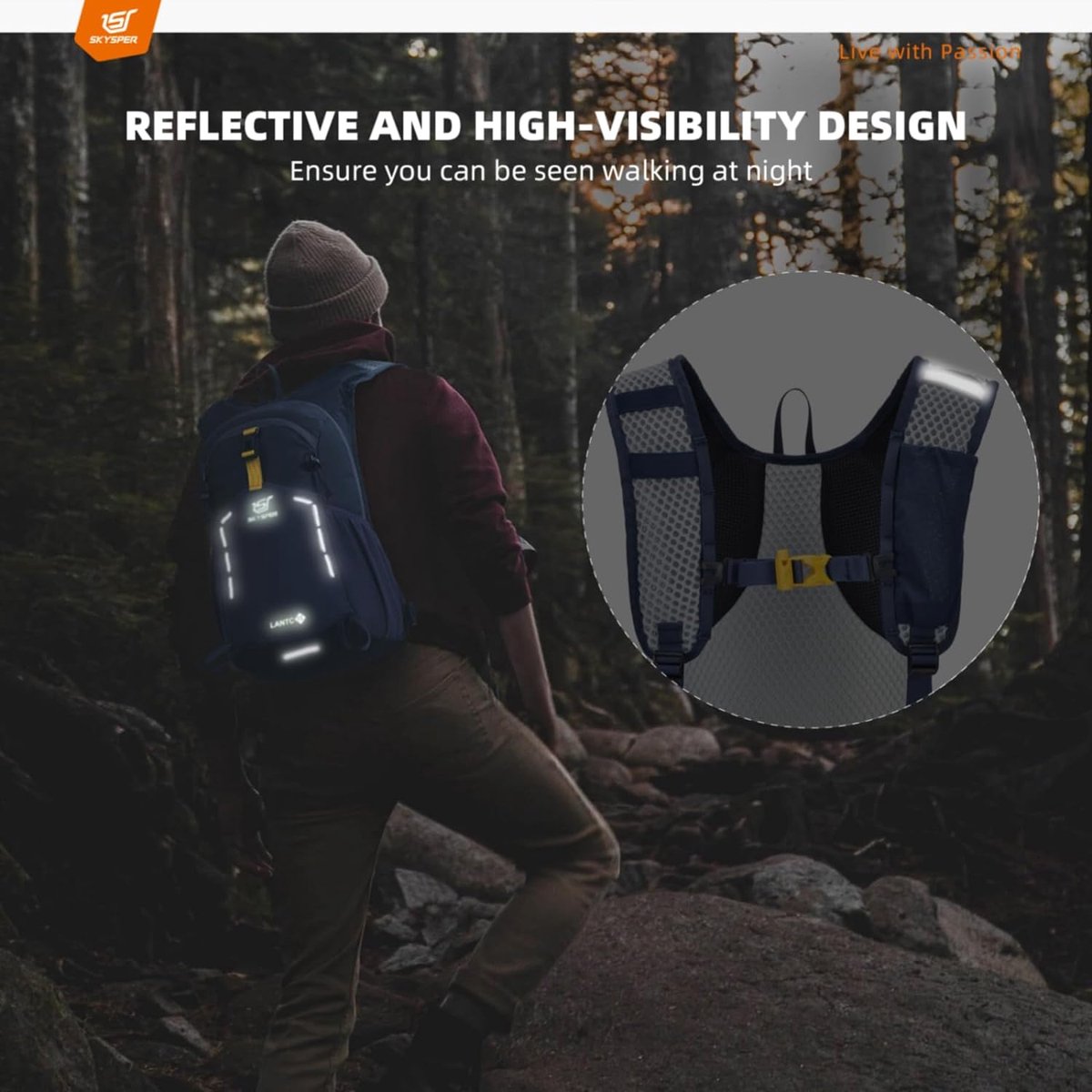 Hiking backpack, 15 litres, small daypack, trekking backpack, travel, daypack, hiking, backpack for men and women
