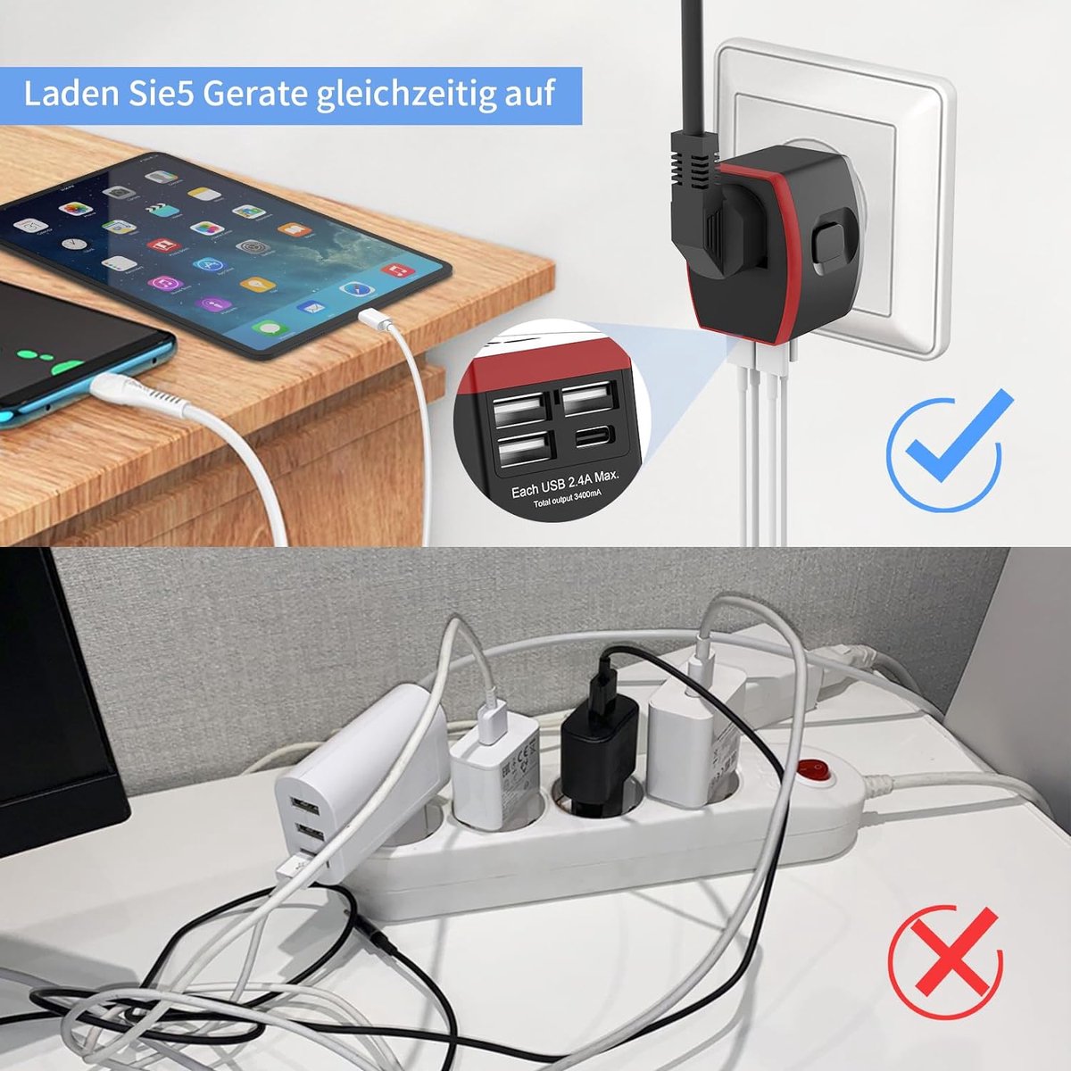 Equivera - Wereldstekker - Reisadapter - Reisstekker - Omvormer