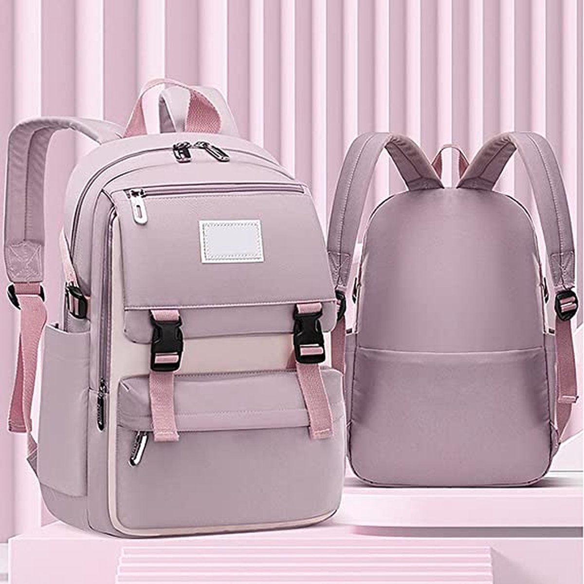Rugzak - Rugtas - School - Meisjes - Jongens - Tieners - Waterdicht - Boekentas - 25 liter - Roze - Lichtroze